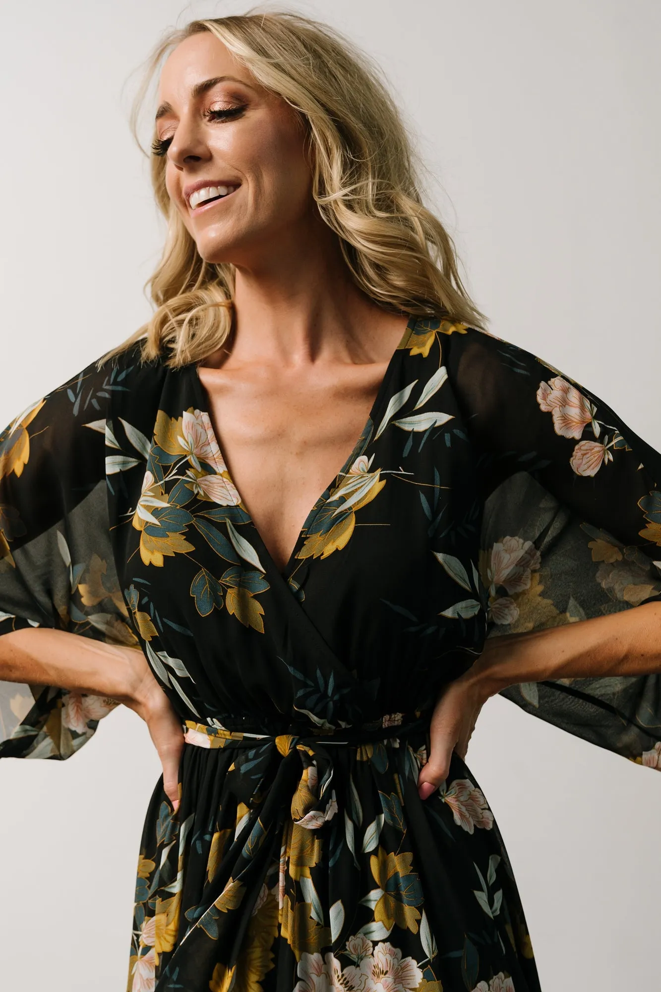 Kia Kimono Maxi Dress | Midnight Floral sold by Baltic Born product image thumbnail 3