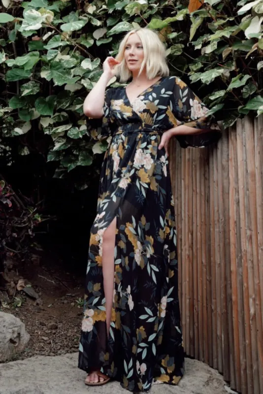 Kia Kimono Maxi Dress | Midnight Floral sold by Baltic Born