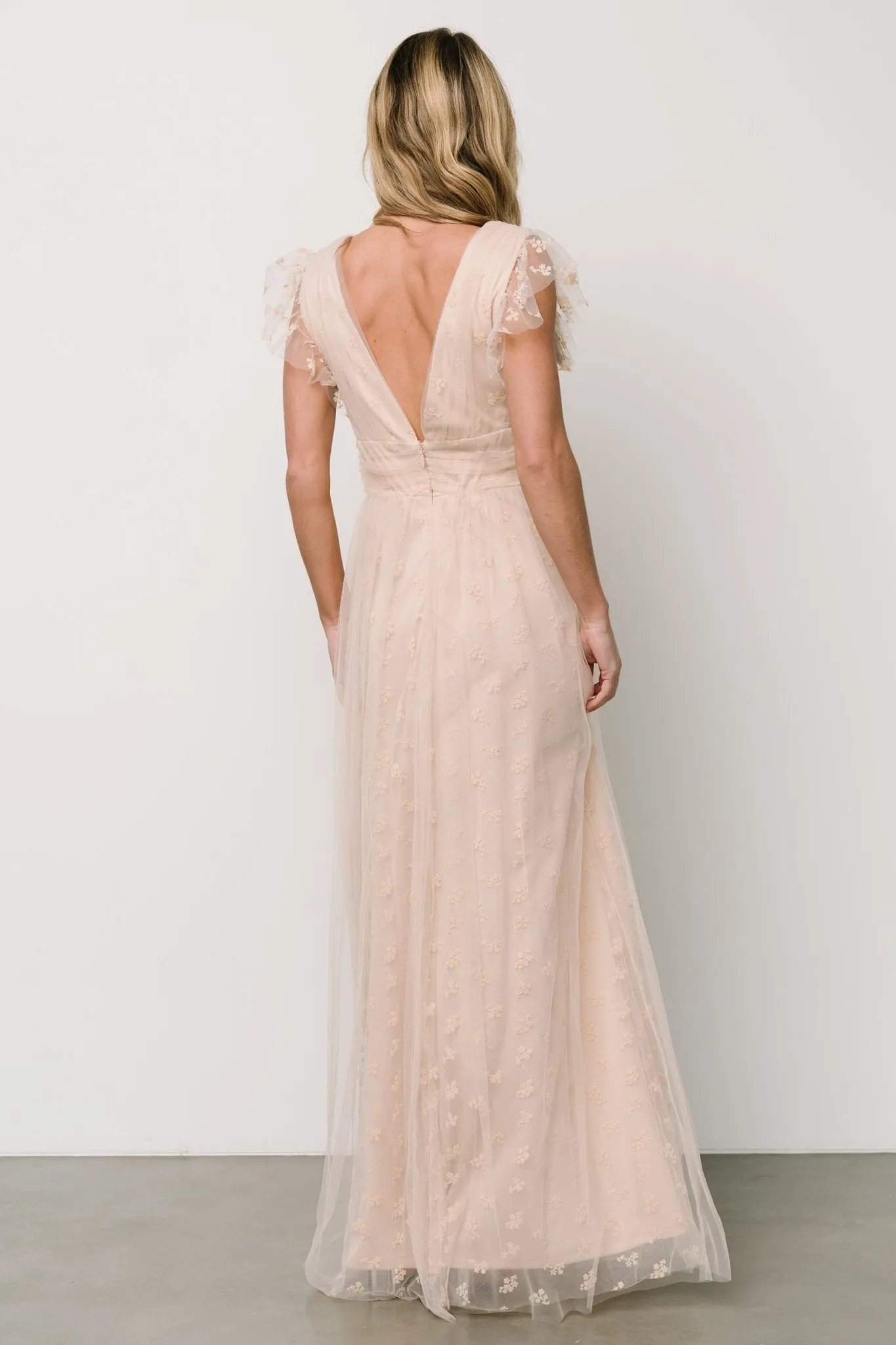 Caterina Tulle Maxi Dress | Nude Blush sold by Baltic Born product image thumbnail 4