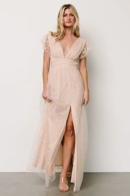 Caterina Tulle Maxi Dress | Nude Blush sold by Baltic Born
