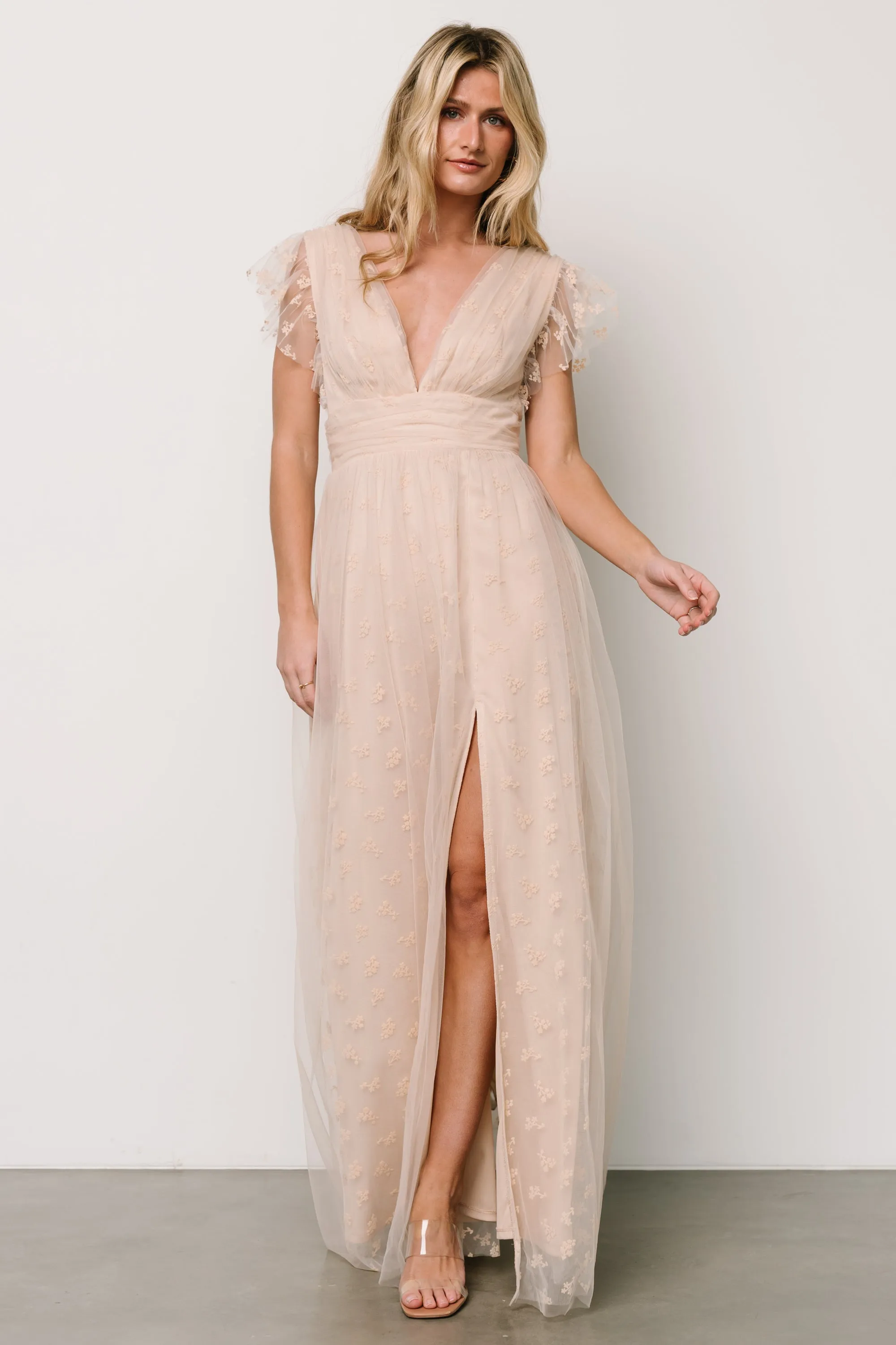 Caterina Tulle Maxi Dress | Nude Blush sold by Baltic Born product image thumbnail 5