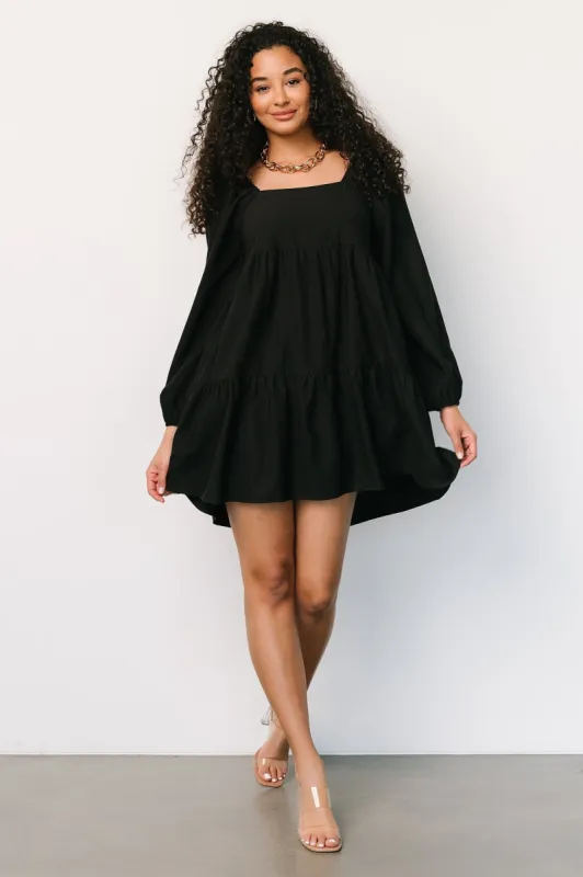 Selena Tiered Mini Dress | Black made by Polagram