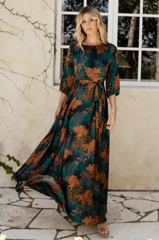 Paula Satin Maxi Dress | Jade Multi sold by Baltic Born