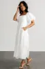 Rina Embroidered Shimmer Dress | Off White sold by Baltic Born