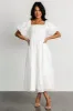 Rina Embroidered Shimmer Dress | Off White sold by Baltic Born