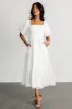 Rina Embroidered Shimmer Dress | Off White sold by Baltic Born