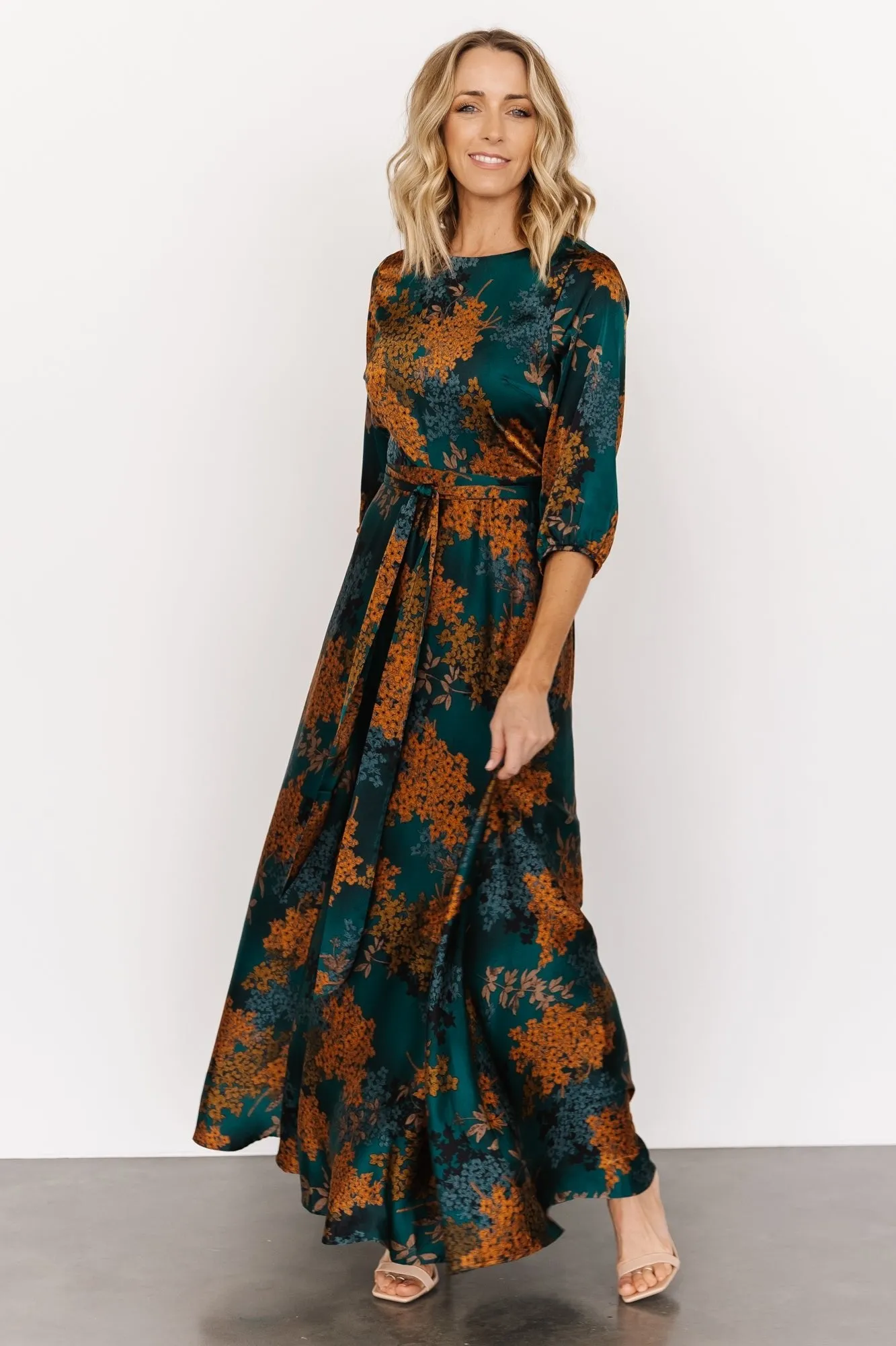 Paula Satin Maxi Dress | Jade Multi sold by Baltic Born product image thumbnail 2