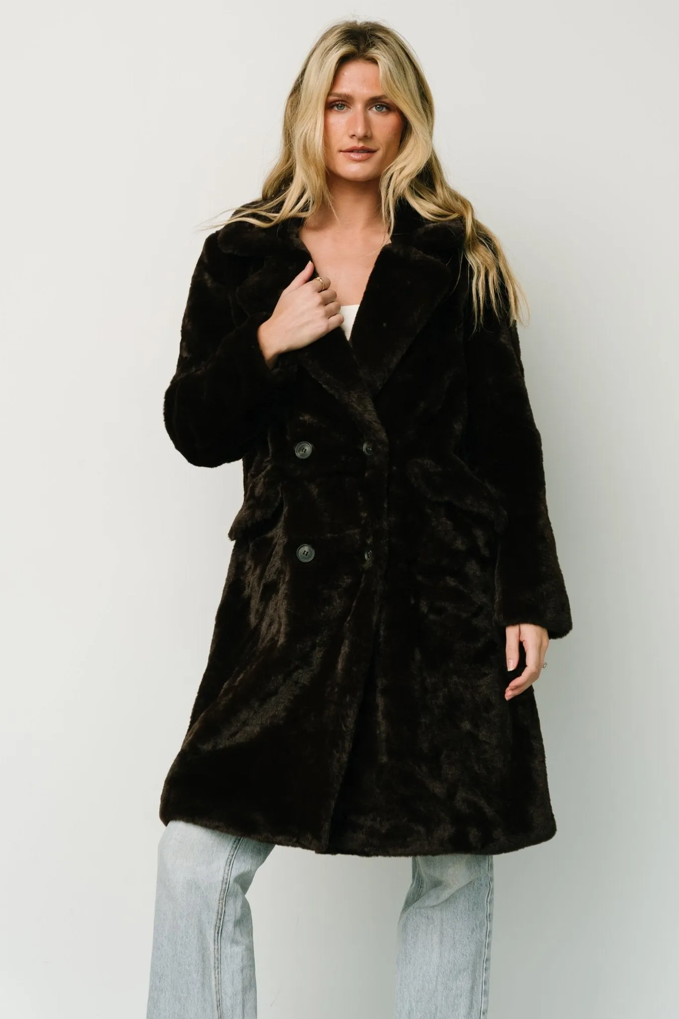 Graham Long Faux Fur Coat | Deep Brown sold by Baltic Born product image thumbnail 2