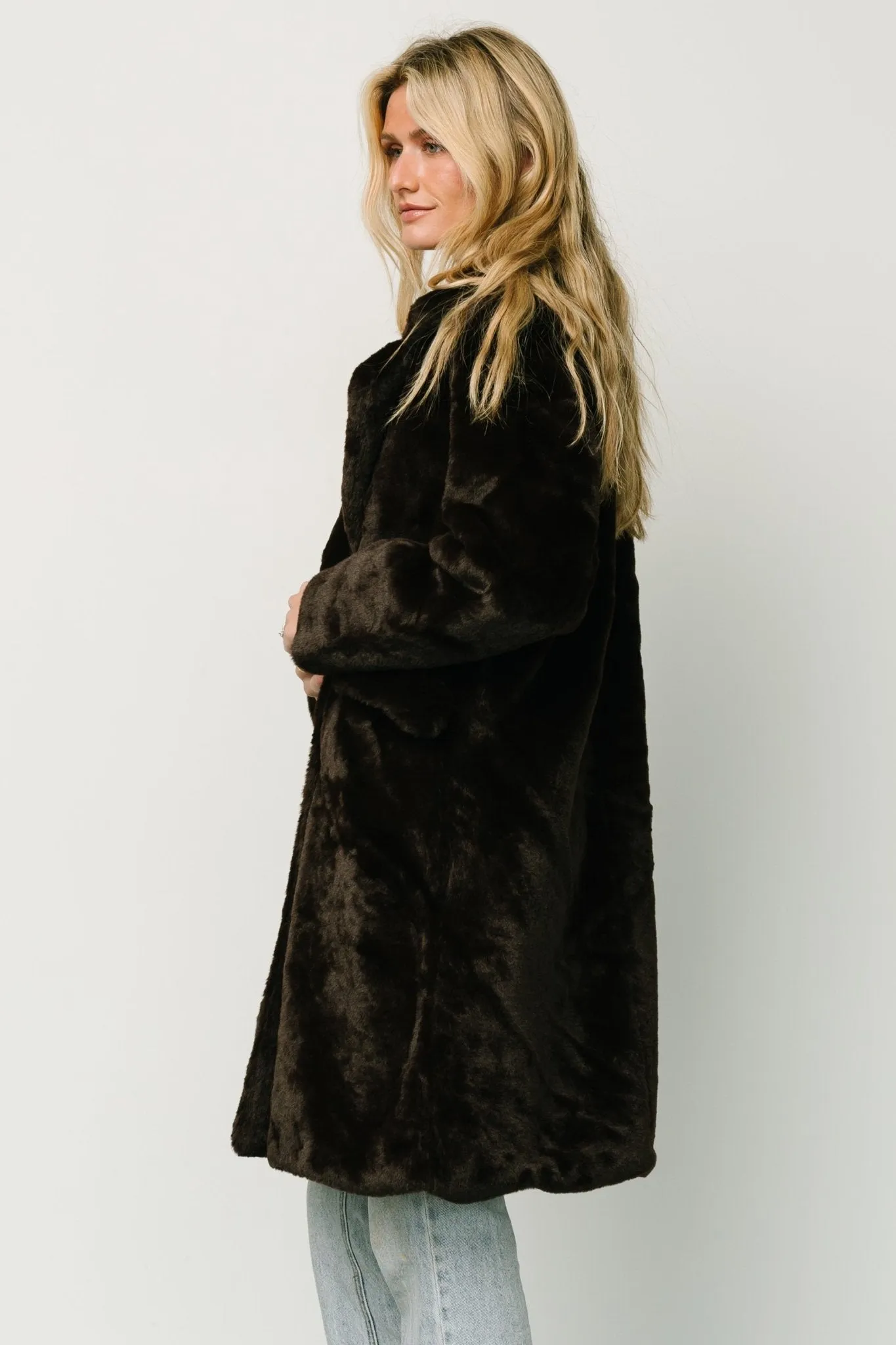 Graham Long Faux Fur Coat | Deep Brown sold by Baltic Born product image thumbnail 3