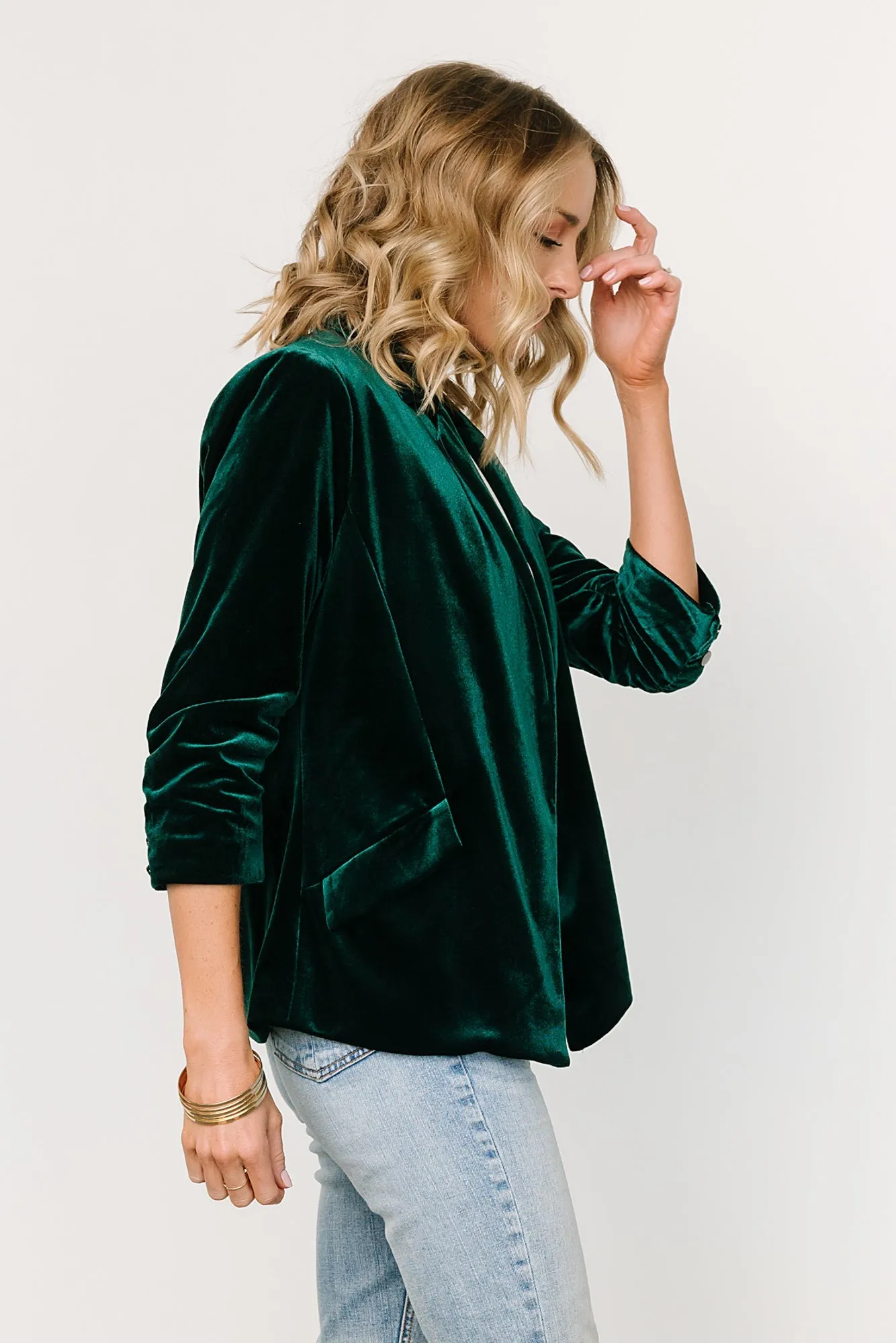 Brinton Velvet Blazer | Dark Green sold by Baltic Born product image thumbnail 3