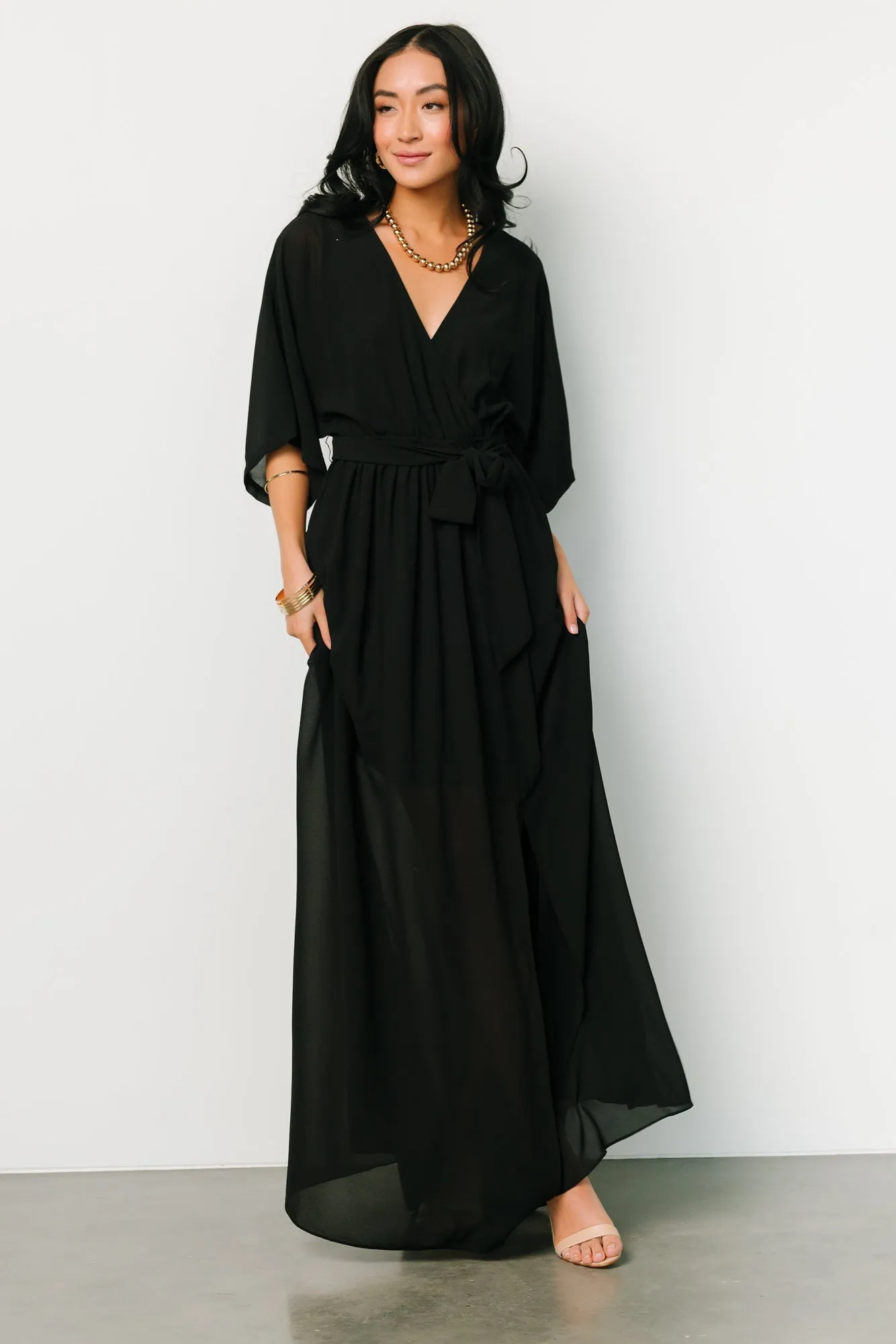 Kia Kimono Maxi Dress | Black sold by Baltic Born