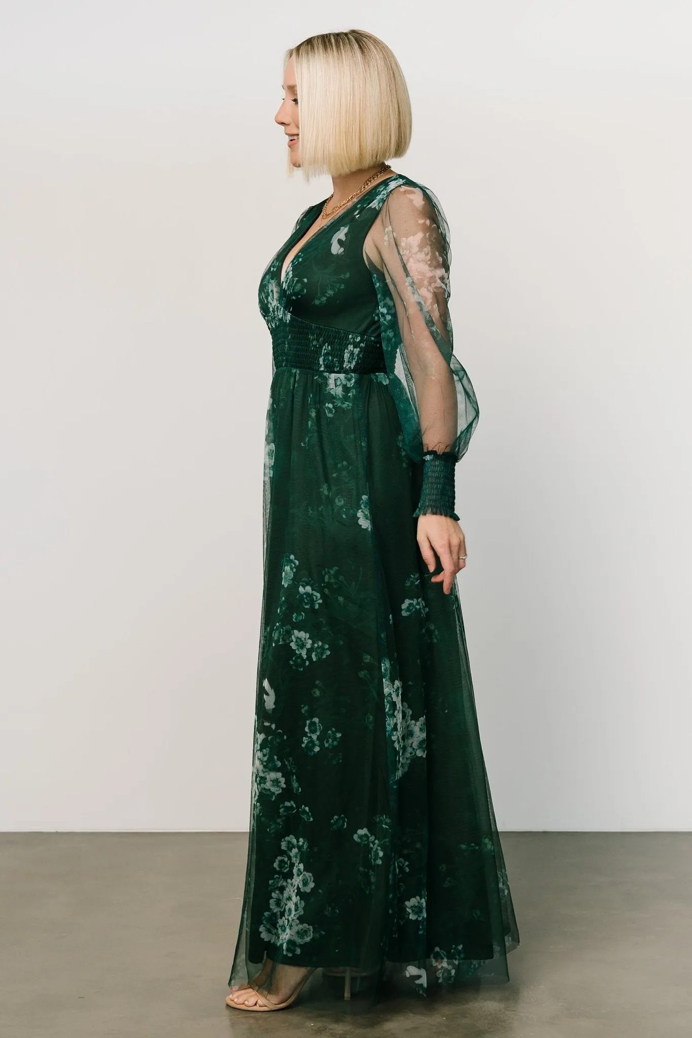 Layla Tulle Maxi Dress | Dark Green Multi sold by Baltic Born product image thumbnail 3