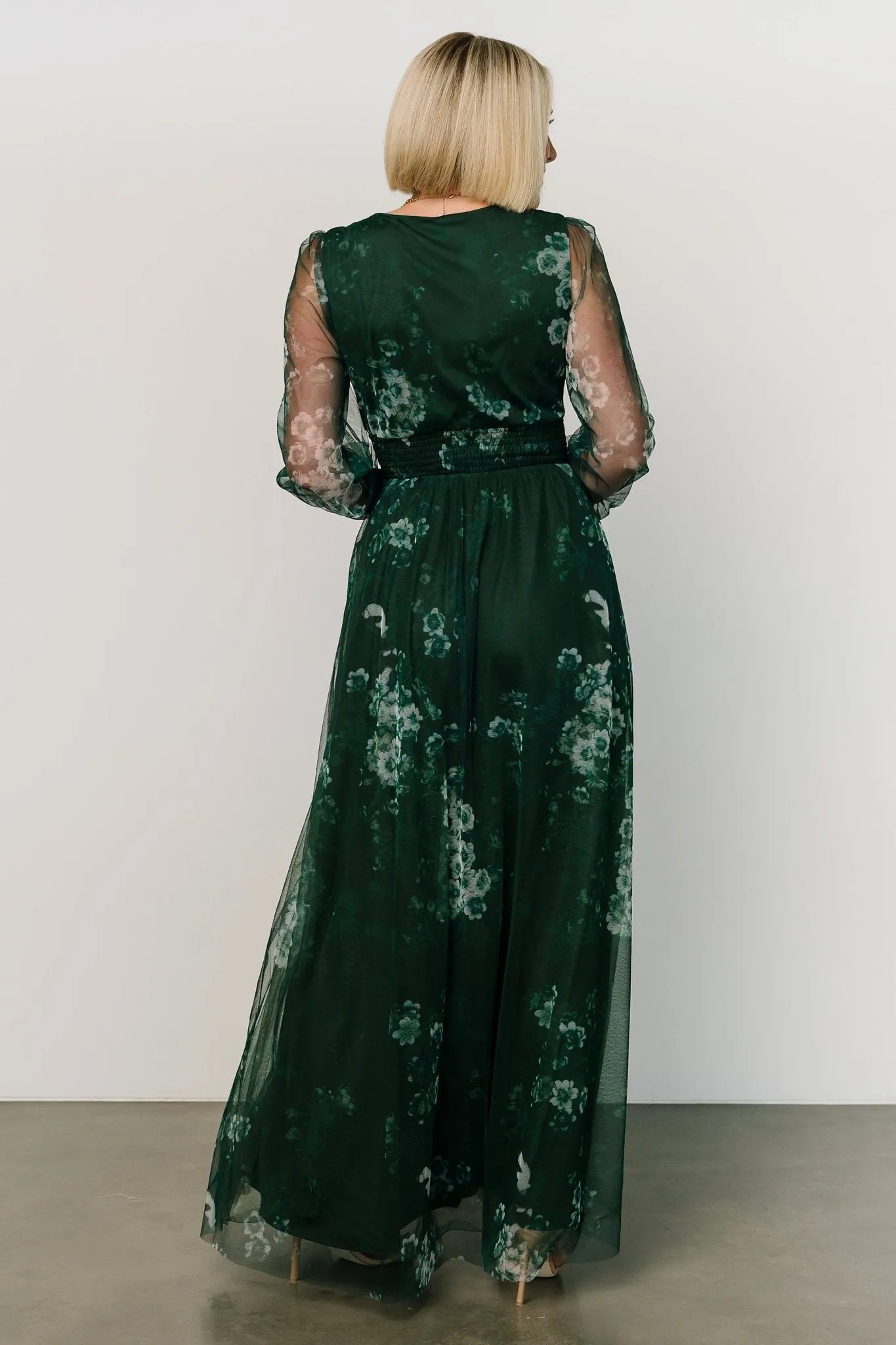 Layla Tulle Maxi Dress | Dark Green Multi sold by Baltic Born product image thumbnail 4