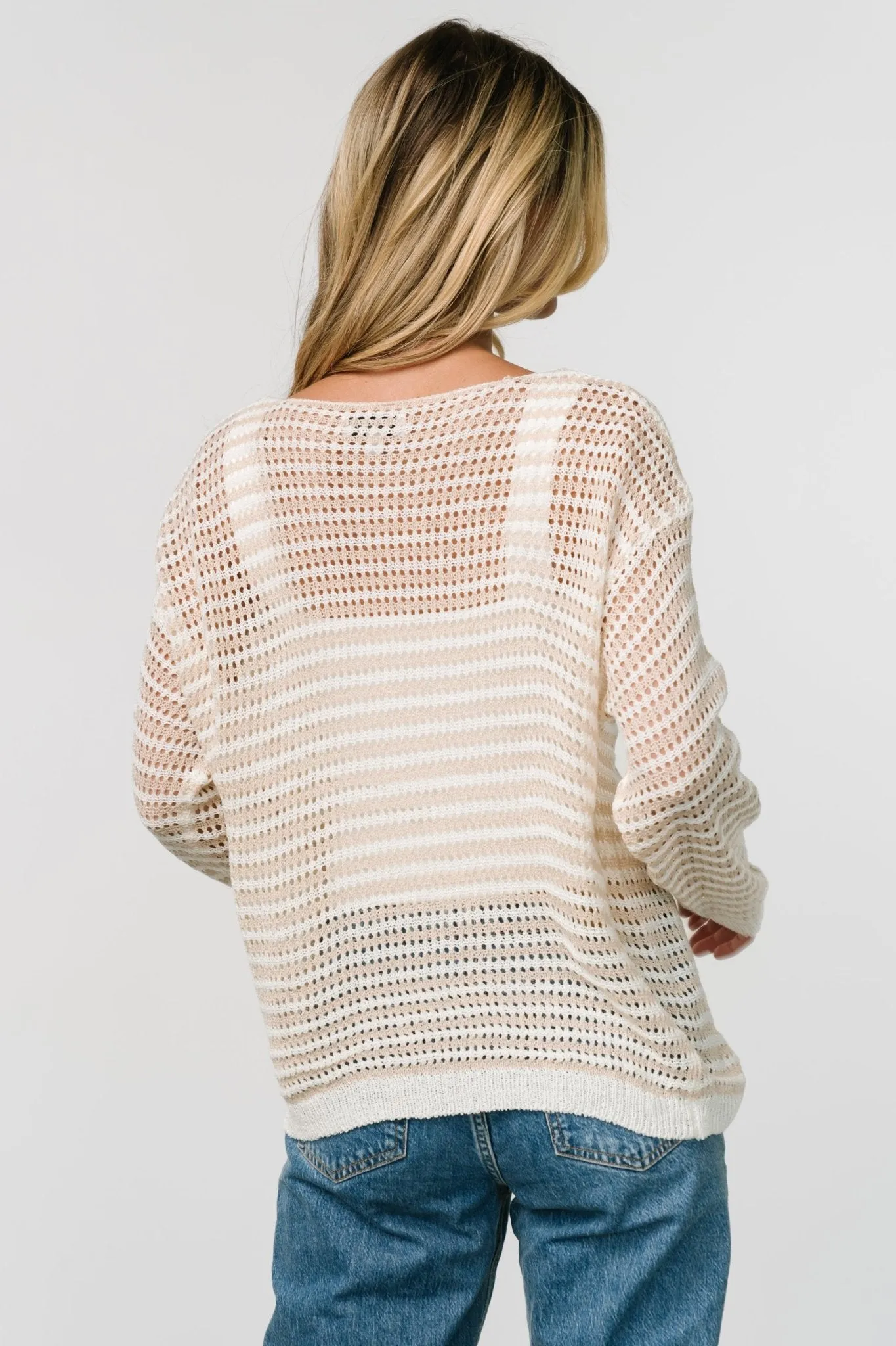 Valissa Open Knit Top | White + Sand sold by Baltic Born product image thumbnail 4