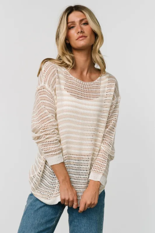 Valissa Open Knit Top | White + Sand sold by Baltic Born