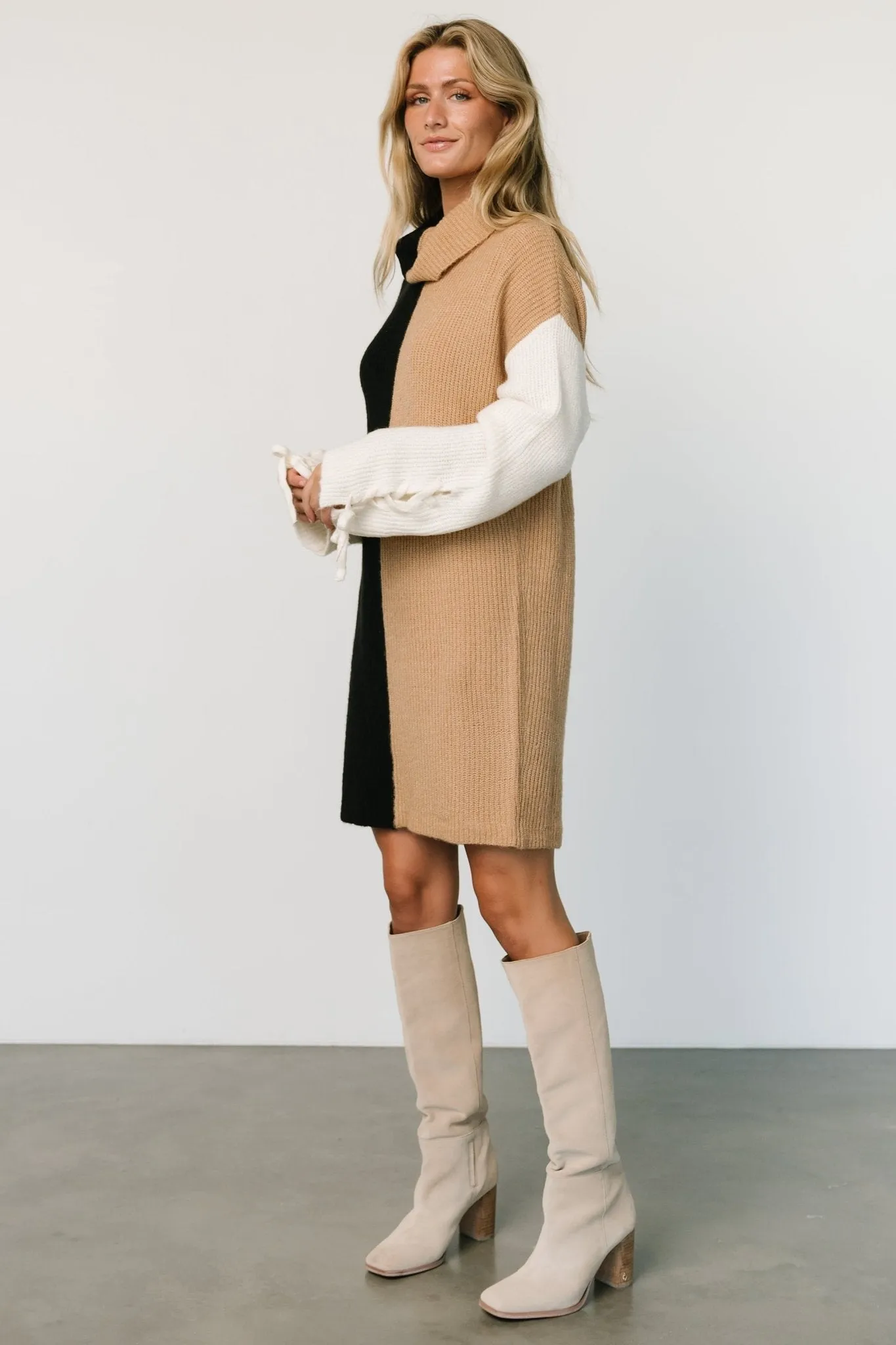 Connie Turtleneck Sweater Mini Dress | Black Multi sold by Baltic Born product image thumbnail 3