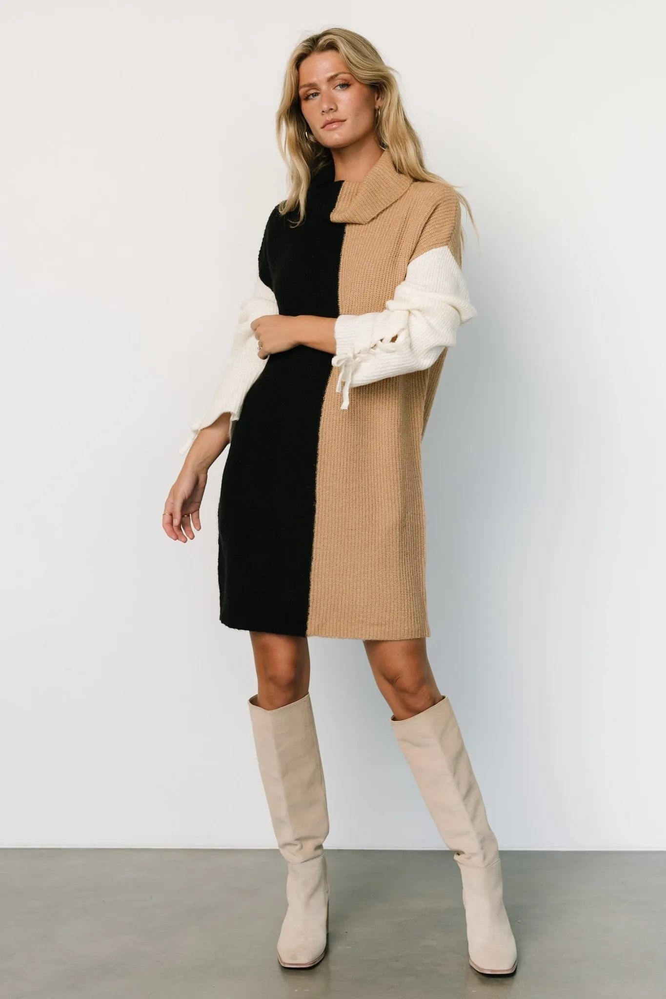 Connie Turtleneck Sweater Mini Dress | Black Multi sold by Baltic Born product image thumbnail 4