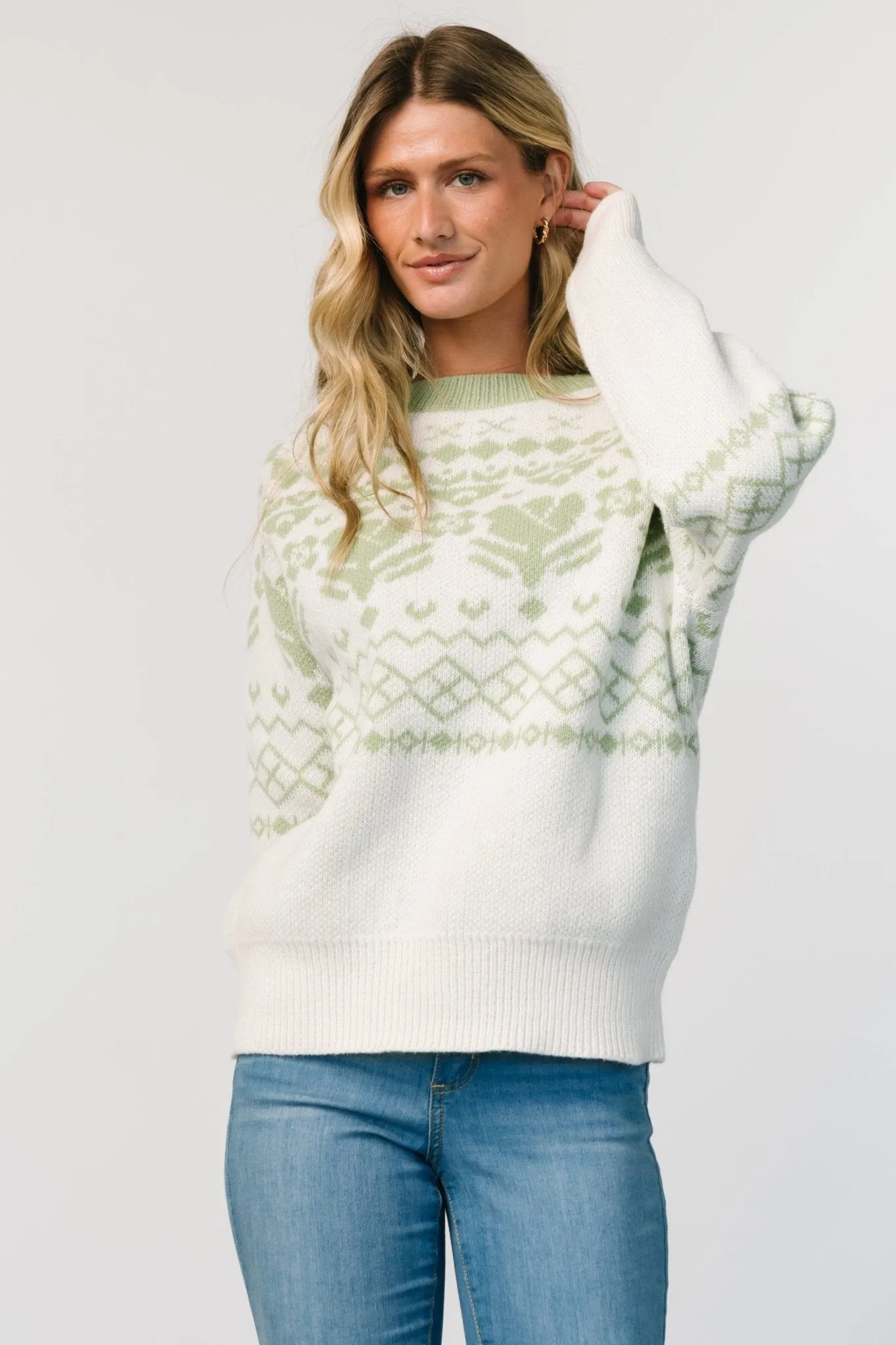 Lucerne Sweater | Ivory + Sage sold by Baltic Born product image thumbnail 5