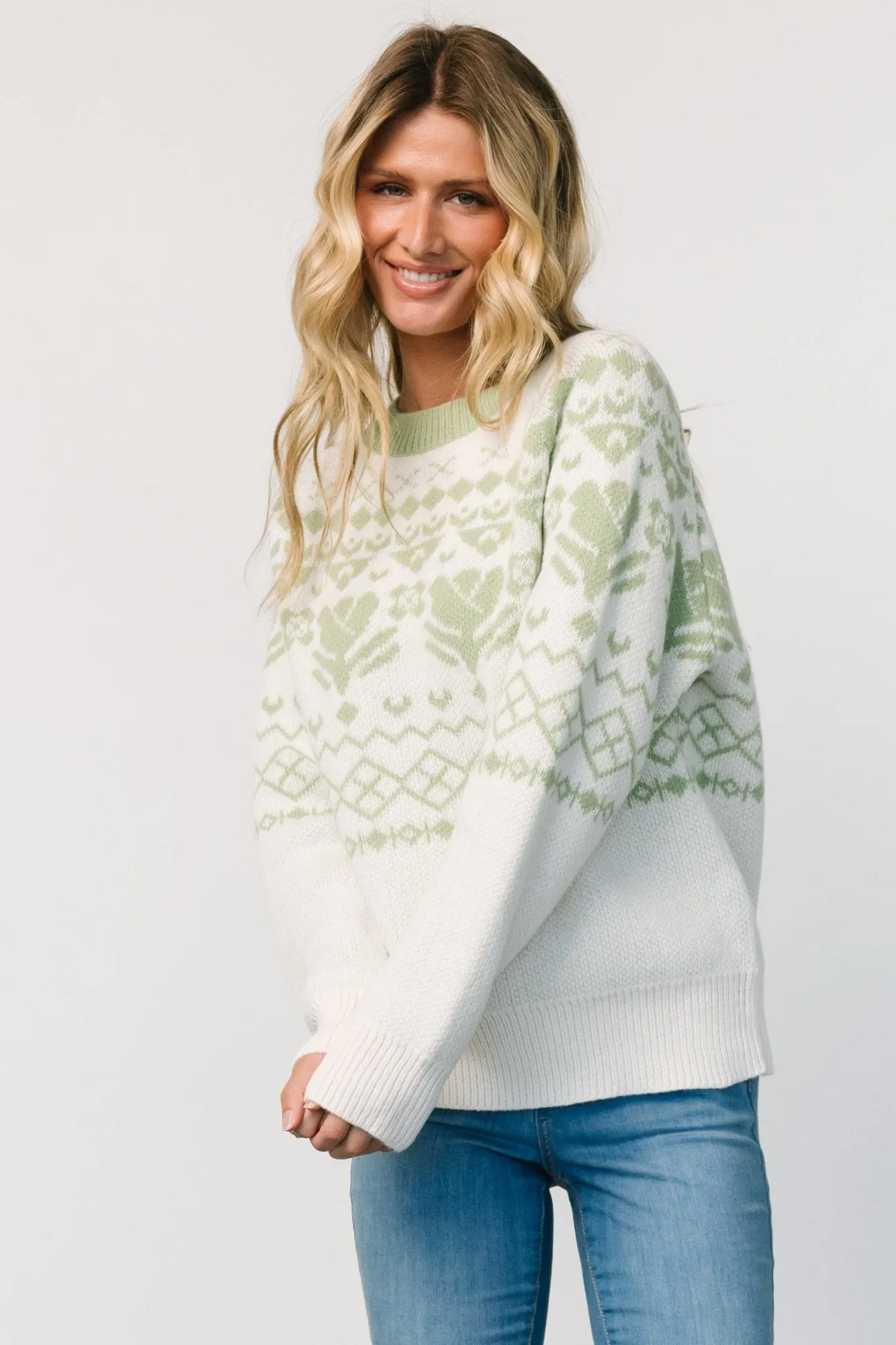 Lucerne Sweater | Ivory + Sage sold by Baltic Born product image thumbnail 2