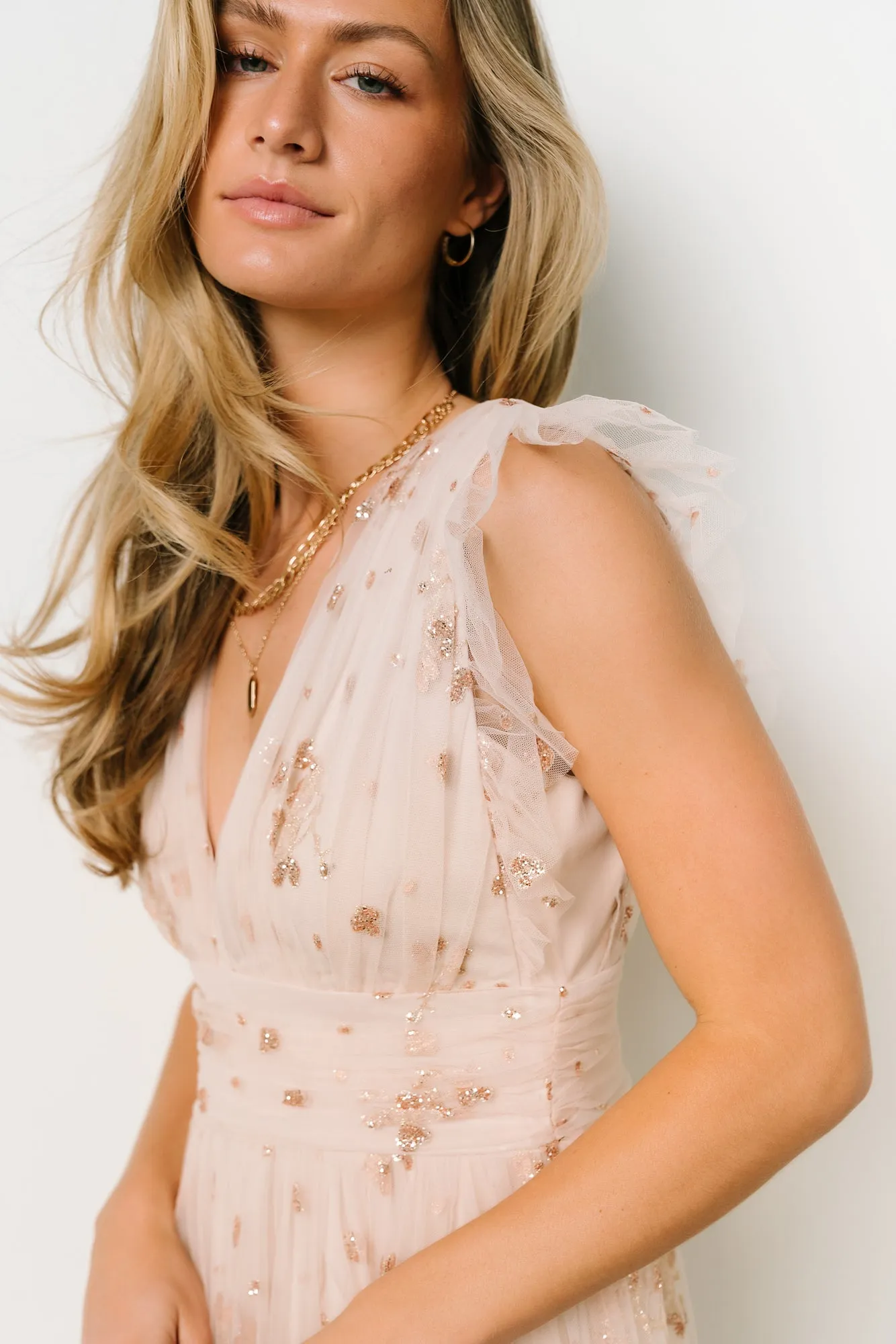 Natalia Floral Embellished Maxi Dress | Nude Blush sold by Baltic Born product image thumbnail 5