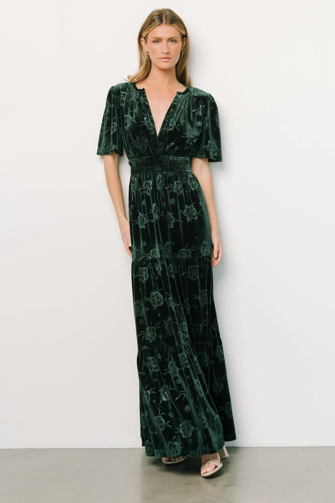 Magliato Embossed Velvet Maxi Dress | Green sold by Baltic Born product image thumbnail 5