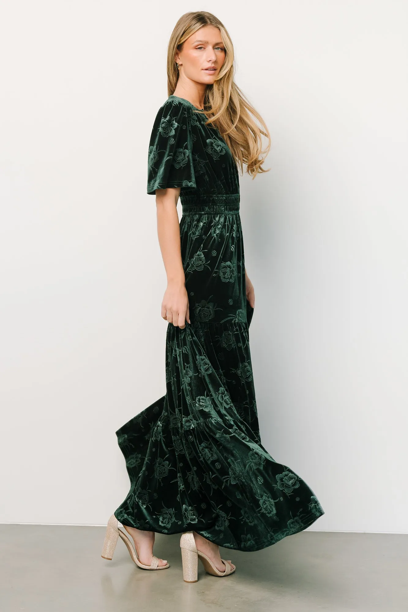 Magliato Embossed Velvet Maxi Dress | Green sold by Baltic Born product image thumbnail 3