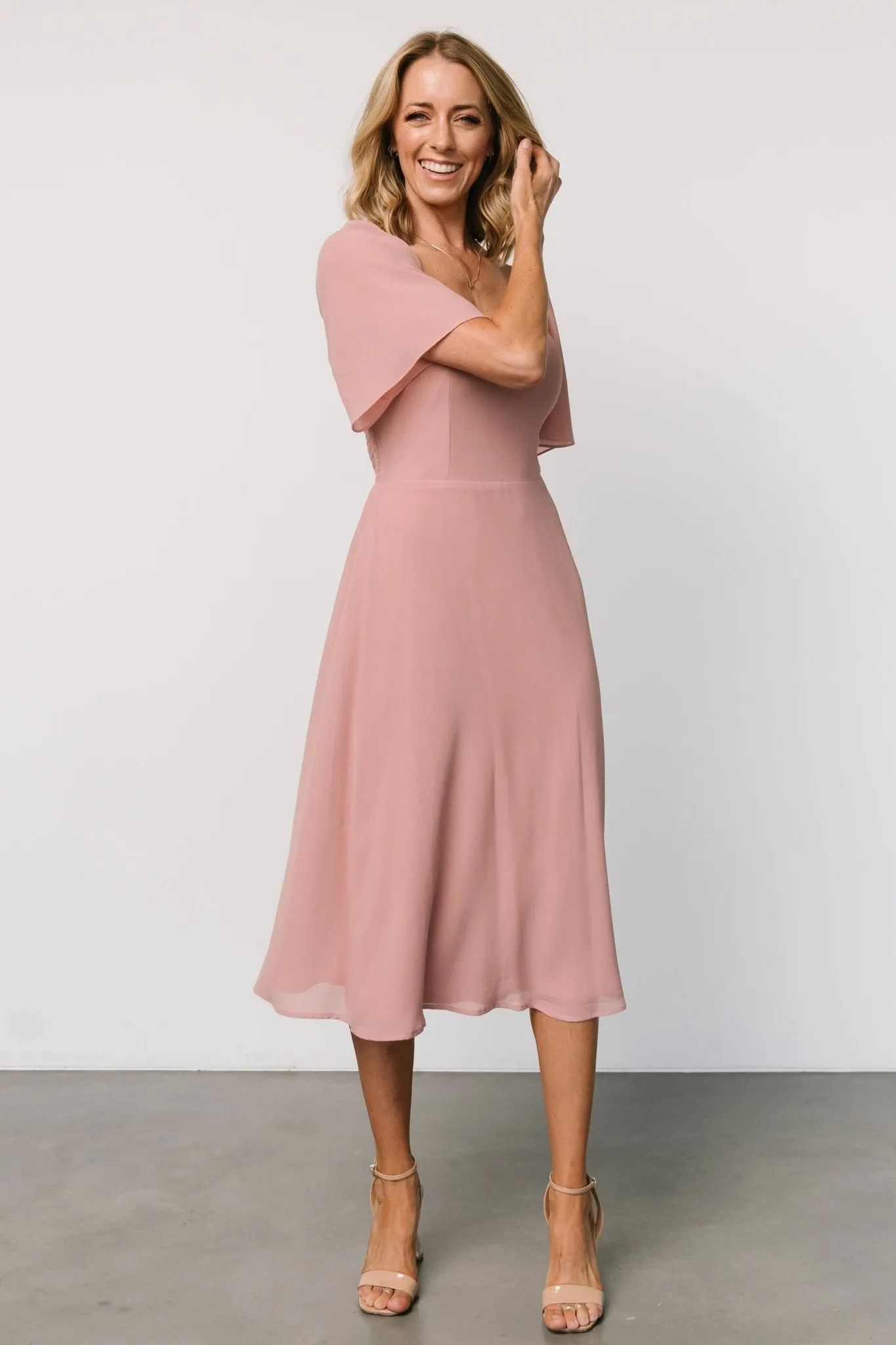 Colette Sweetheart Midi Dress | Blush sold by Baltic Born product image thumbnail 5