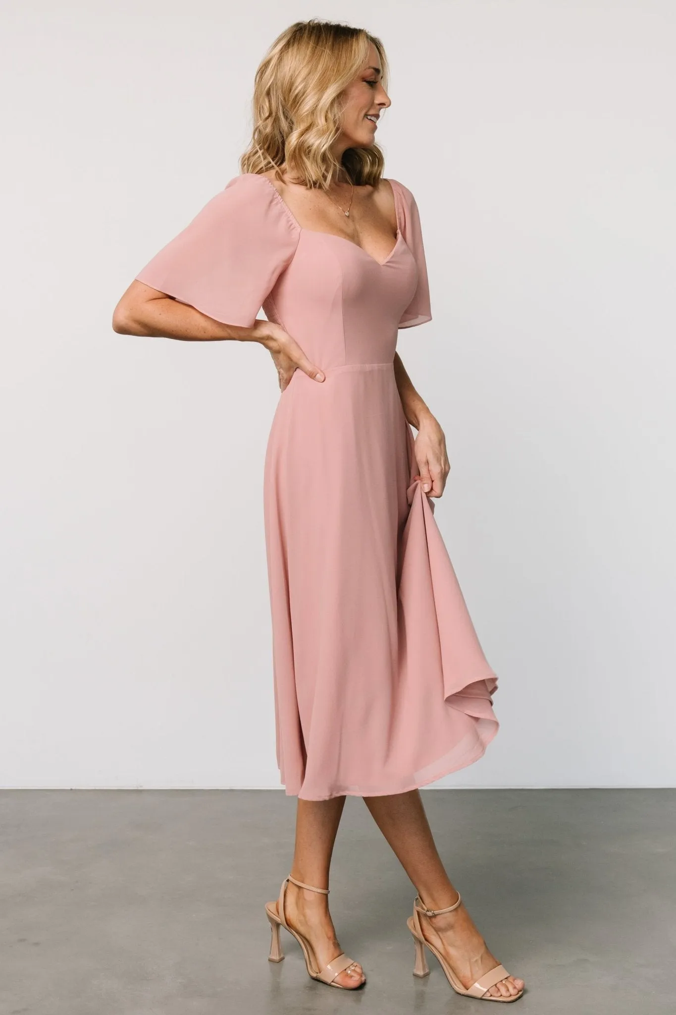 Colette Sweetheart Midi Dress | Blush sold by Baltic Born product image thumbnail 3