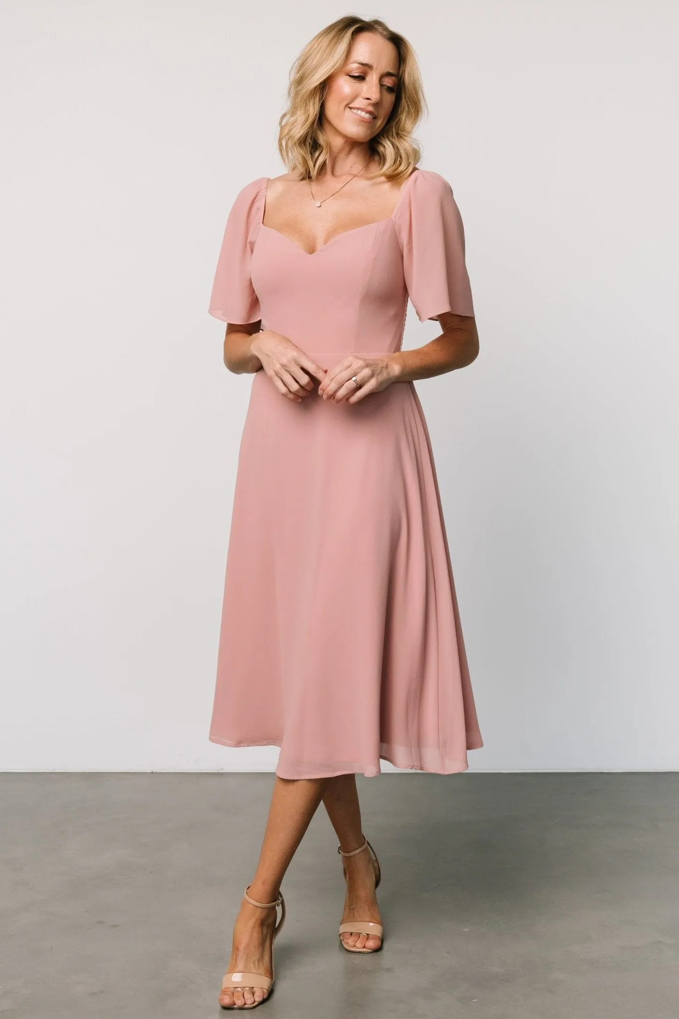 Colette Sweetheart Midi Dress | Blush sold by Baltic Born