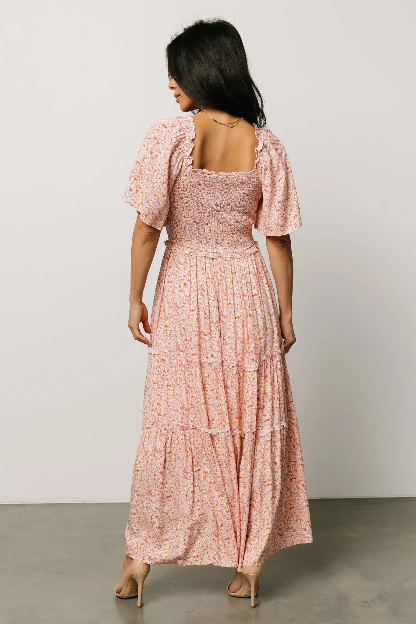 Regina Smocked Maxi Dress | Coral Floral sold by Baltic Born product image thumbnail 4
