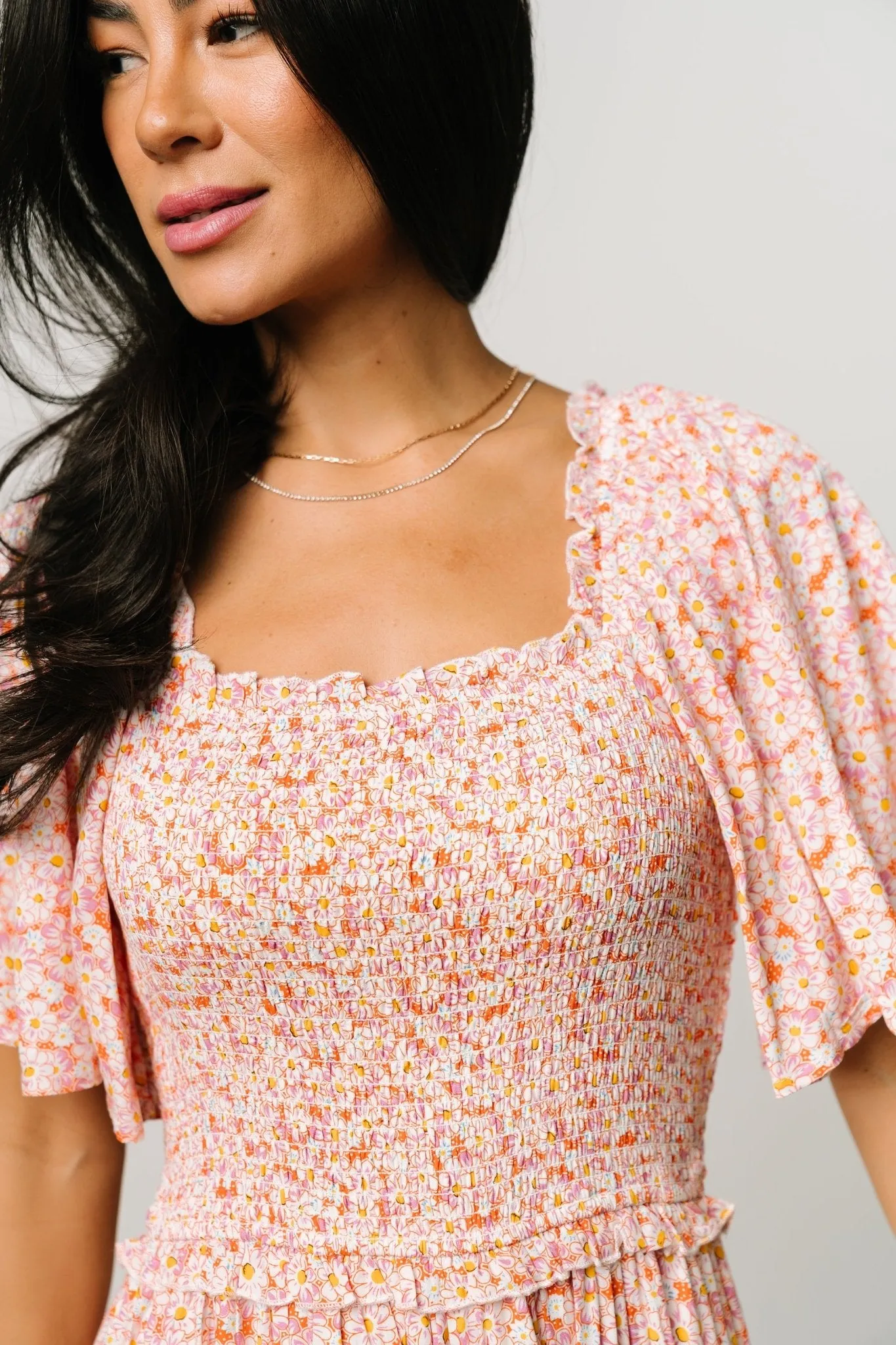 Regina Smocked Maxi Dress | Coral Floral sold by Baltic Born product image thumbnail 2