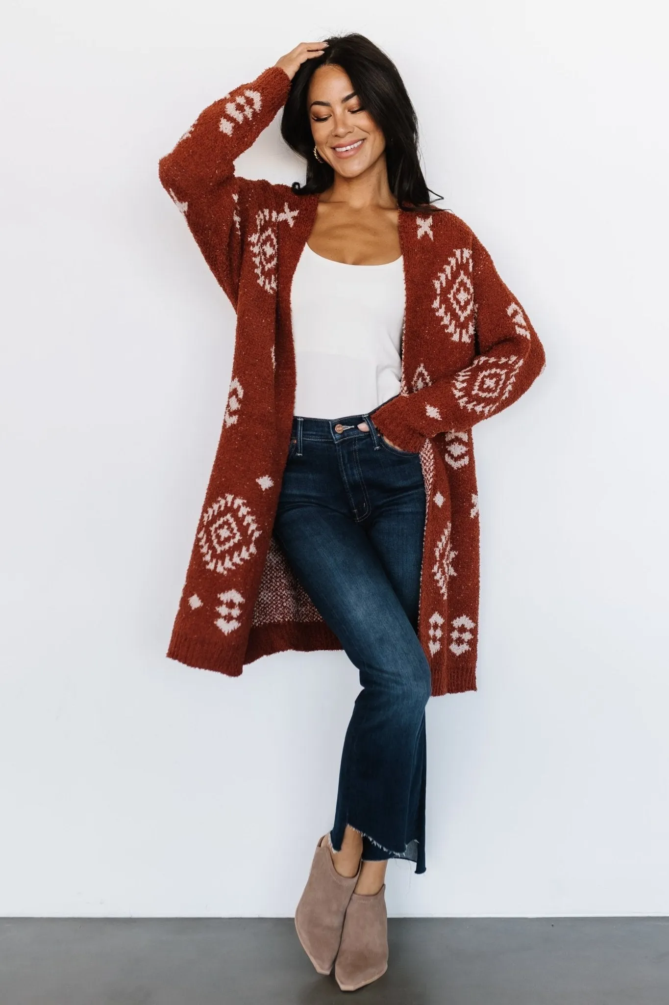 Missoula Oversized Cardigan | Rust + Beige sold by Baltic Born product image thumbnail 3