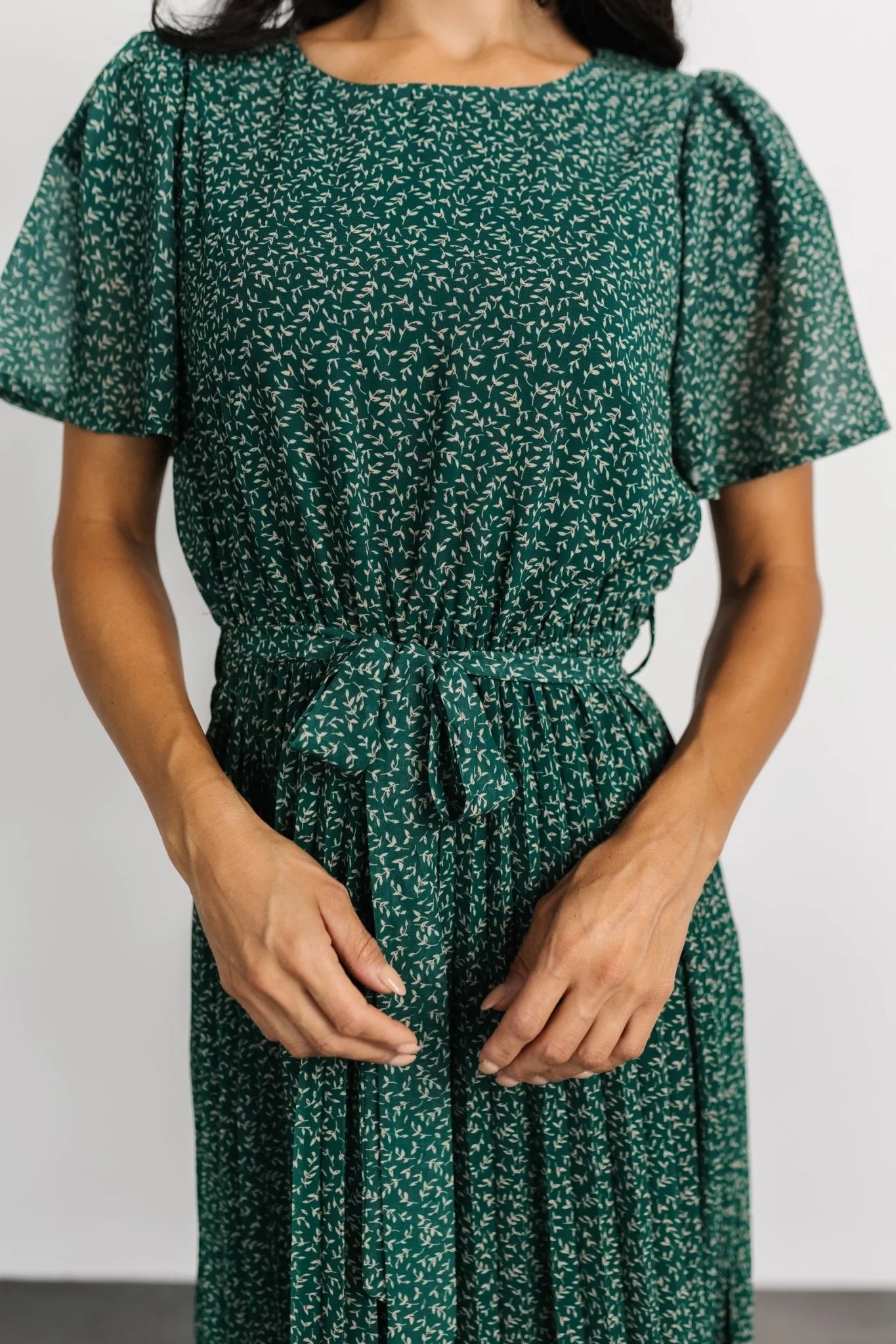 Prim Pleated Dress | Green Print sold by Baltic Born product image thumbnail 2