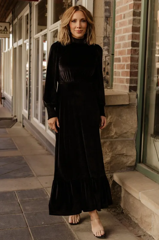 Elodie Velvet Maxi Dress | Black sold by Baltic Born
