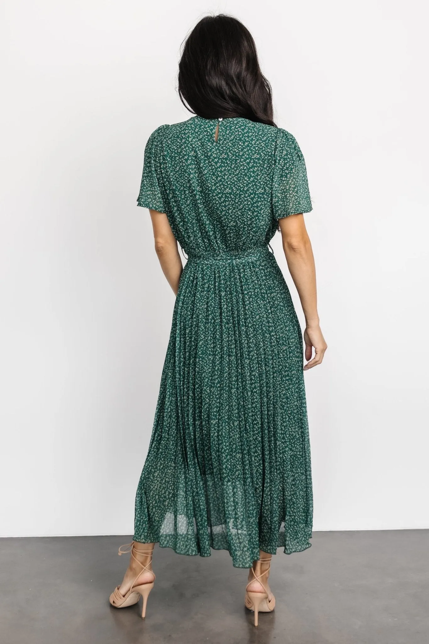 Prim Pleated Dress | Green Print sold by Baltic Born product image thumbnail 4