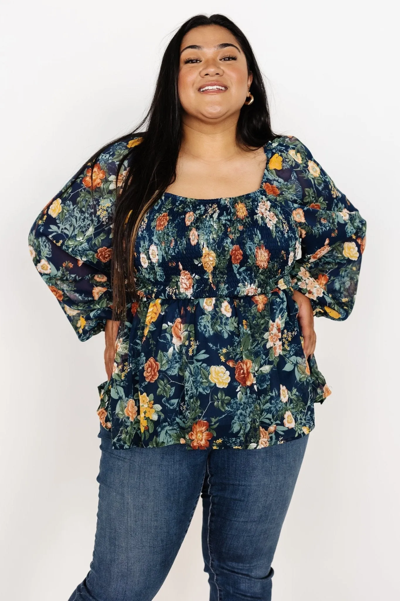 Ollie Smocked Top | Navy Multi sold by Baltic Born product image thumbnail 2