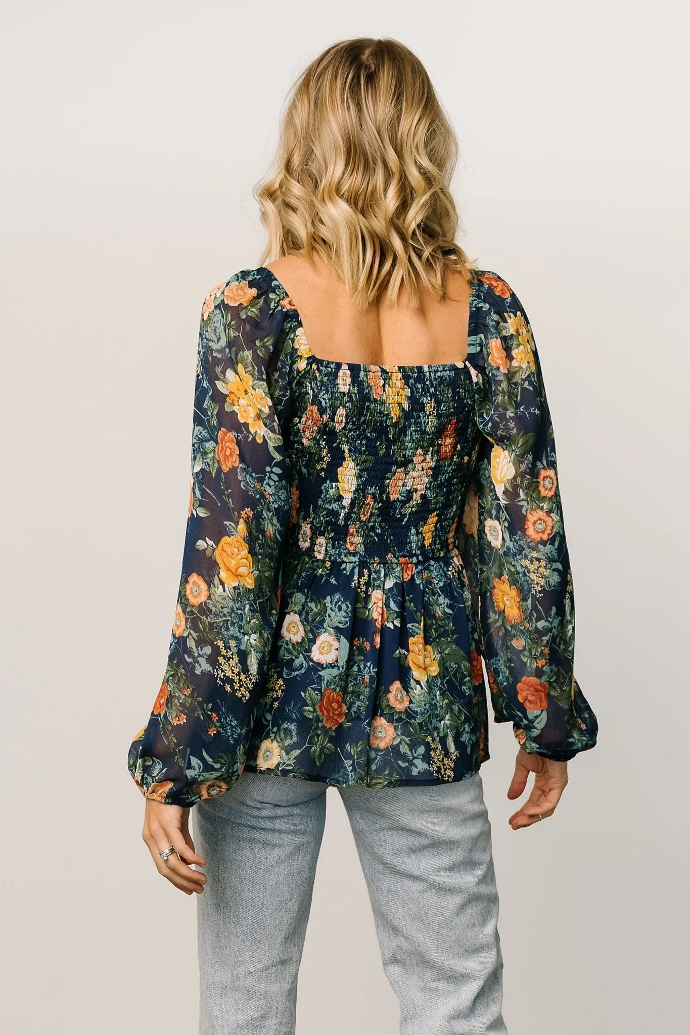 Ollie Smocked Top | Navy Multi sold by Baltic Born product image thumbnail 5