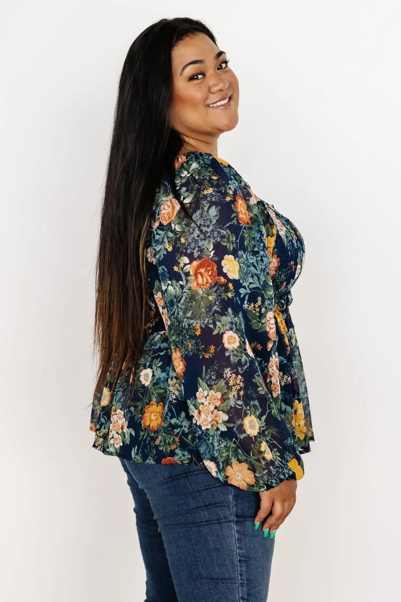 Ollie Smocked Top | Navy Multi sold by Baltic Born product image thumbnail 4