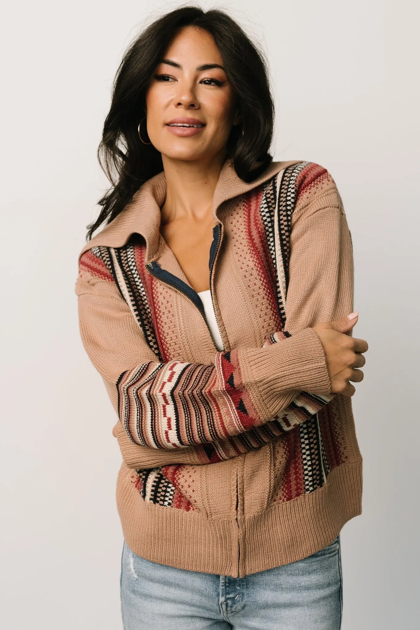 Arvada Zip Up Sweater | Camel Multi sold by Baltic Born product image thumbnail 2