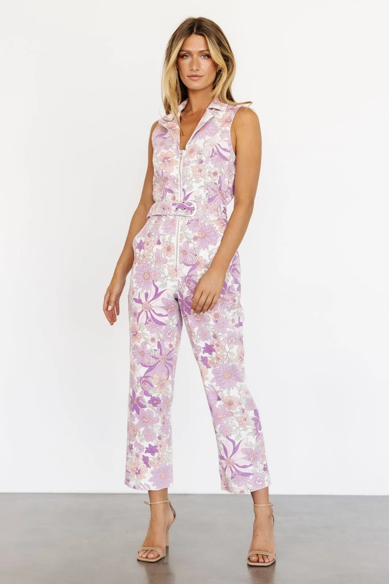 JoJo Sleeveless Jumpsuit | Purple Floral sold by Baltic Born product image thumbnail 4
