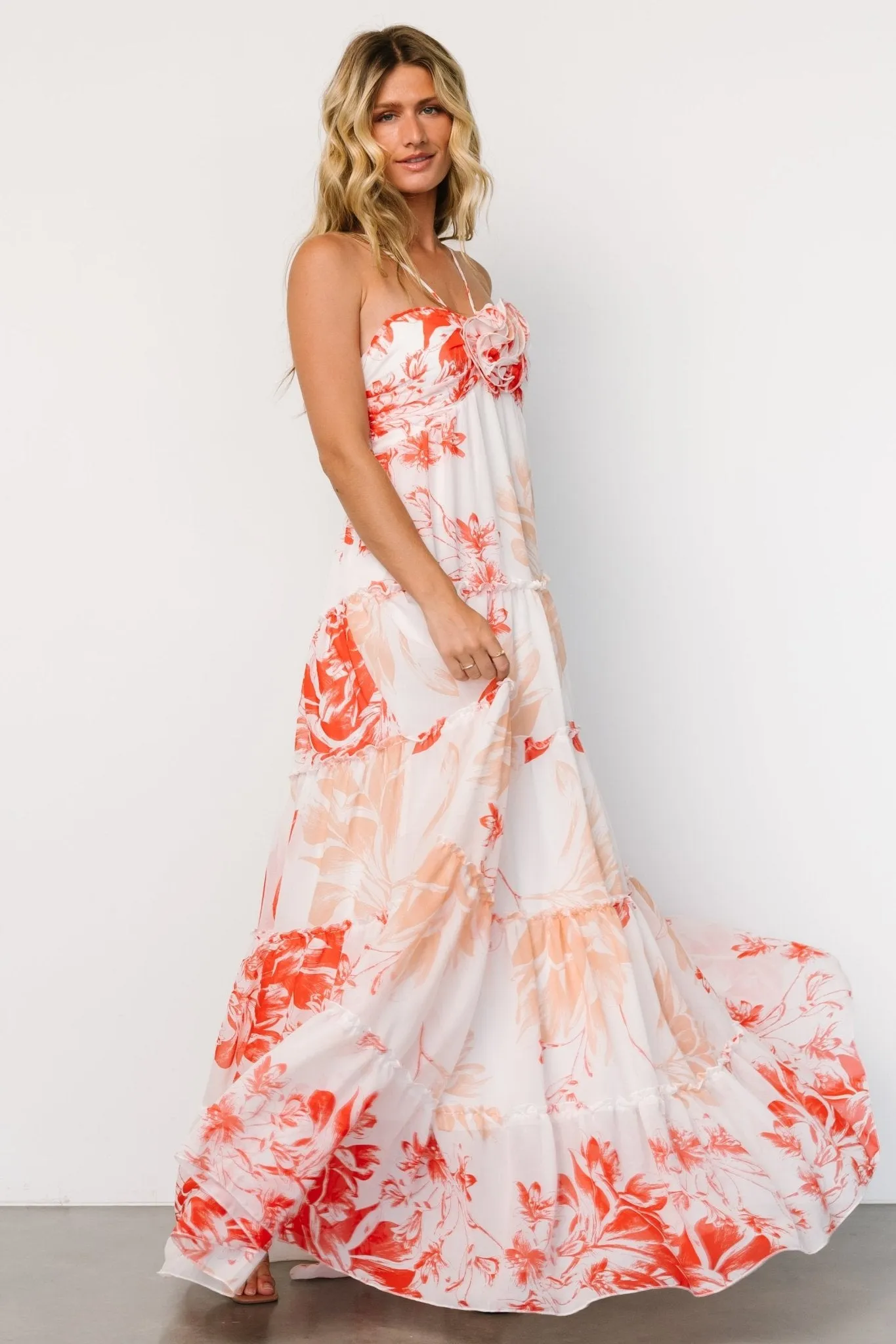 Charmaine Maxi Dress | Red + Natural Floral sold by Baltic Born product image thumbnail 4