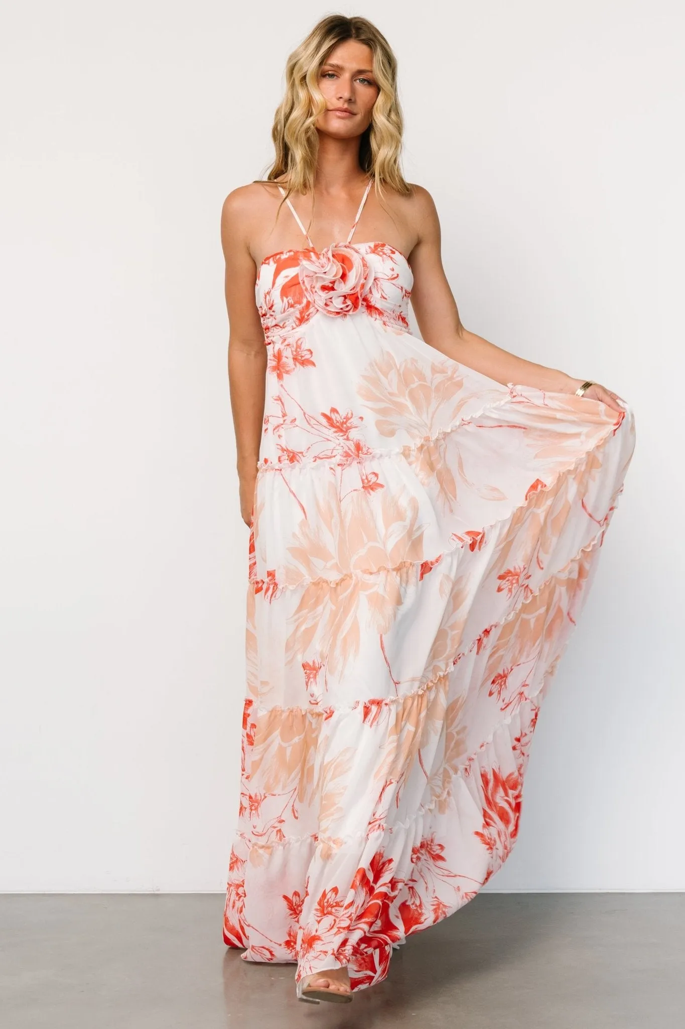 Charmaine Maxi Dress | Red + Natural Floral sold by Baltic Born