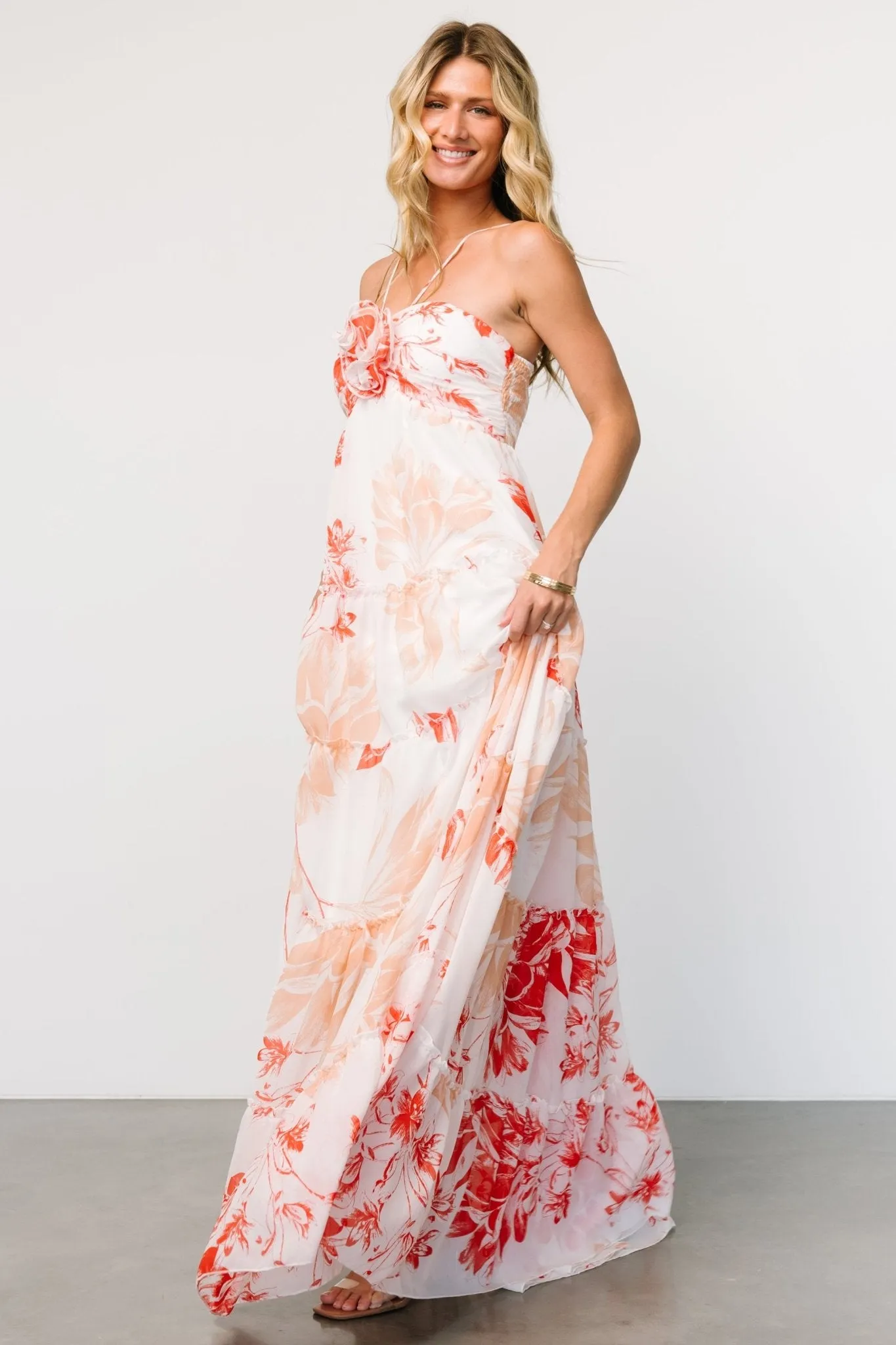 Charmaine Maxi Dress | Red + Natural Floral sold by Baltic Born product image thumbnail 3