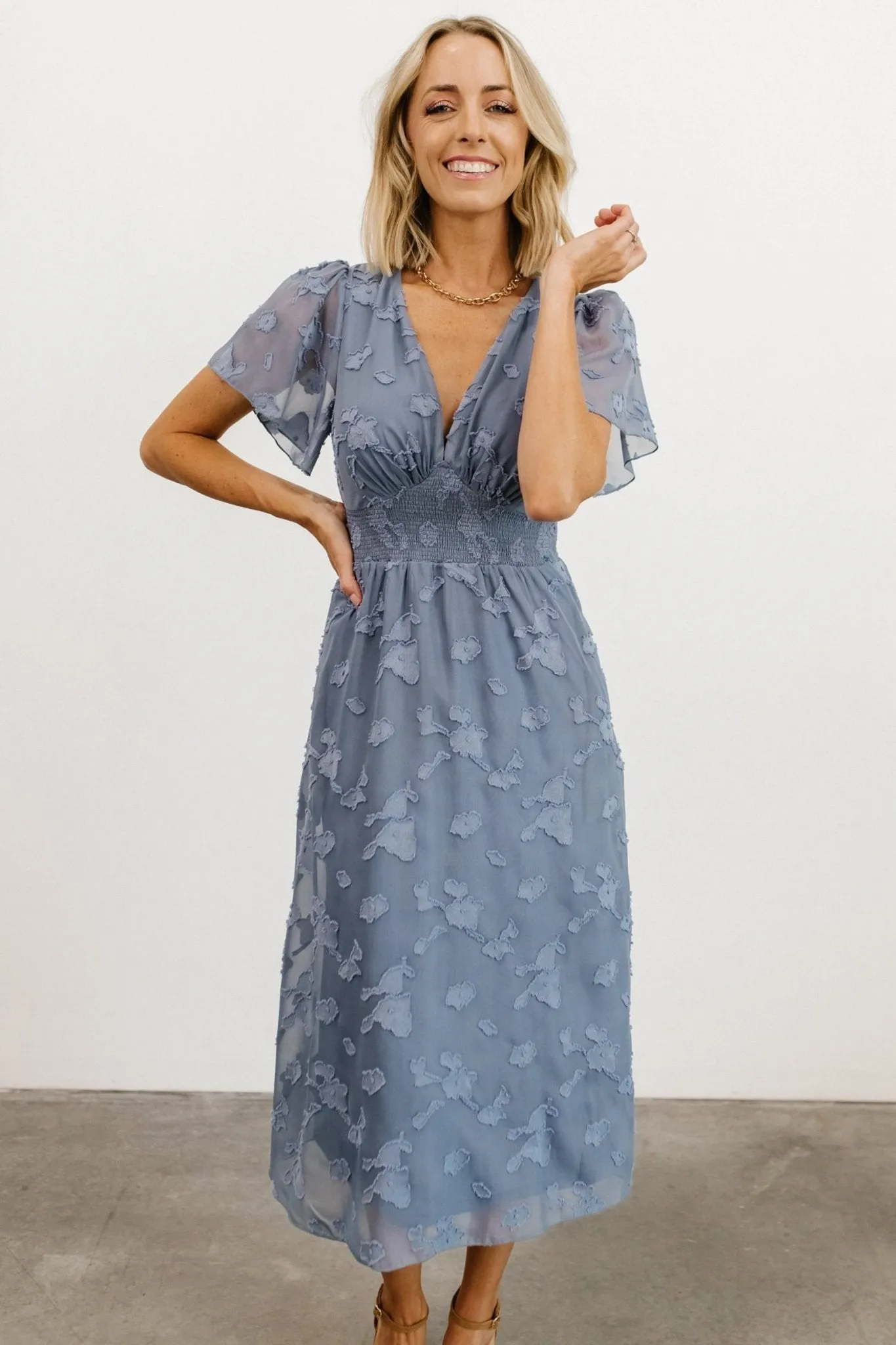 June Smocked Midi Dress | Blue sold by Baltic Born product image thumbnail 4
