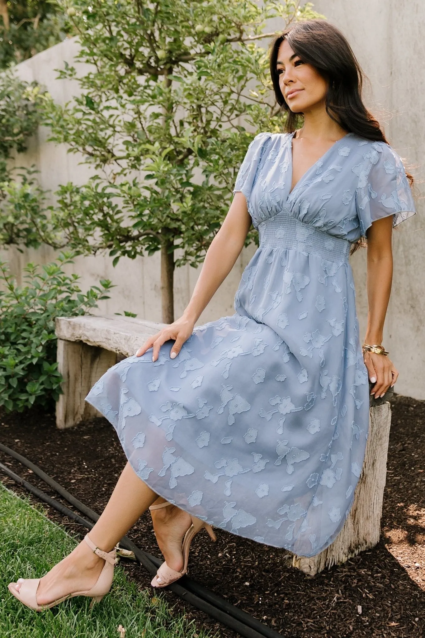 June Smocked Midi Dress | Blue sold by Baltic Born product image thumbnail 5