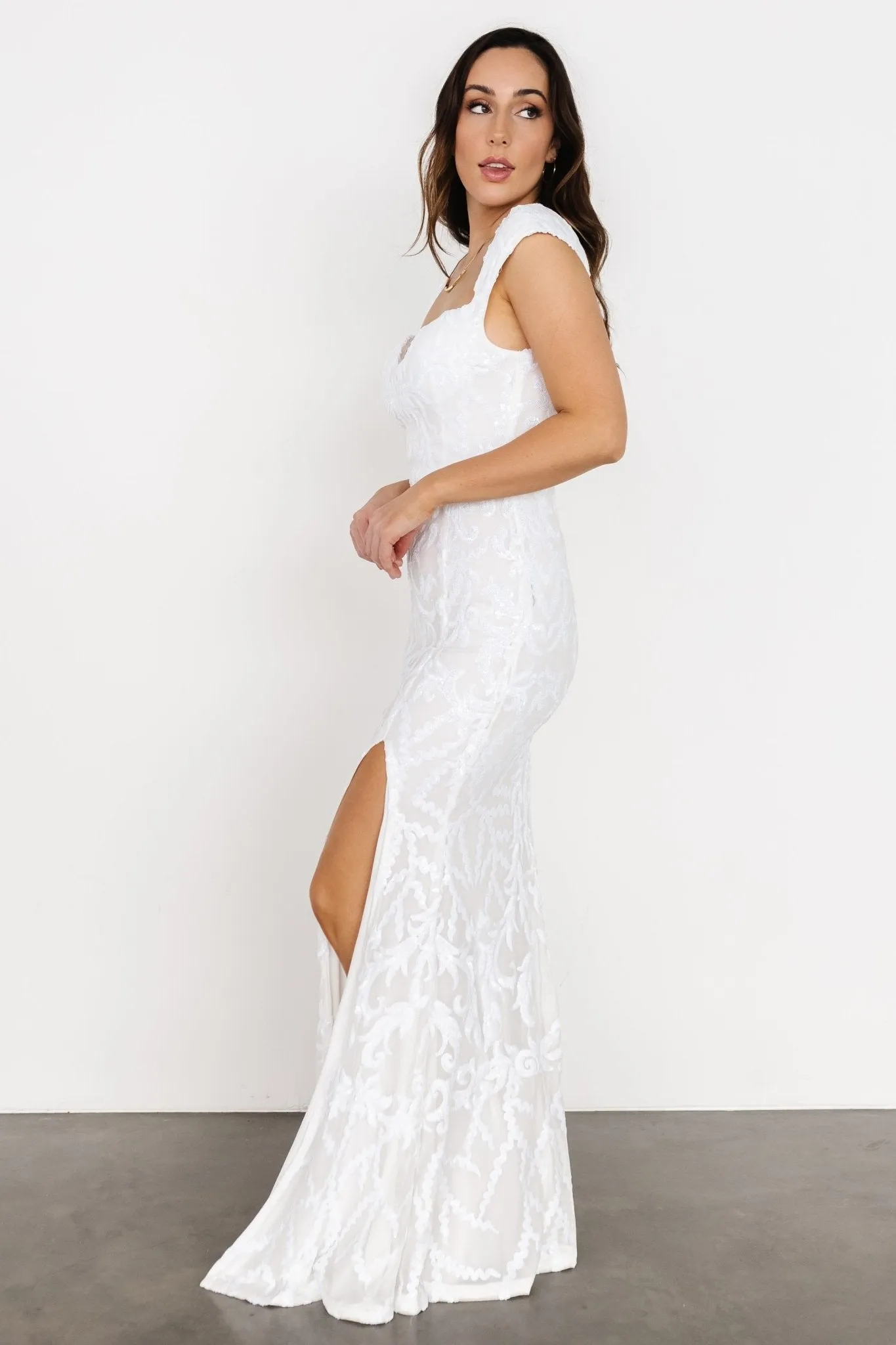 Kylene Sequin Maxi Gown | White sold by Baltic Born product image thumbnail 3