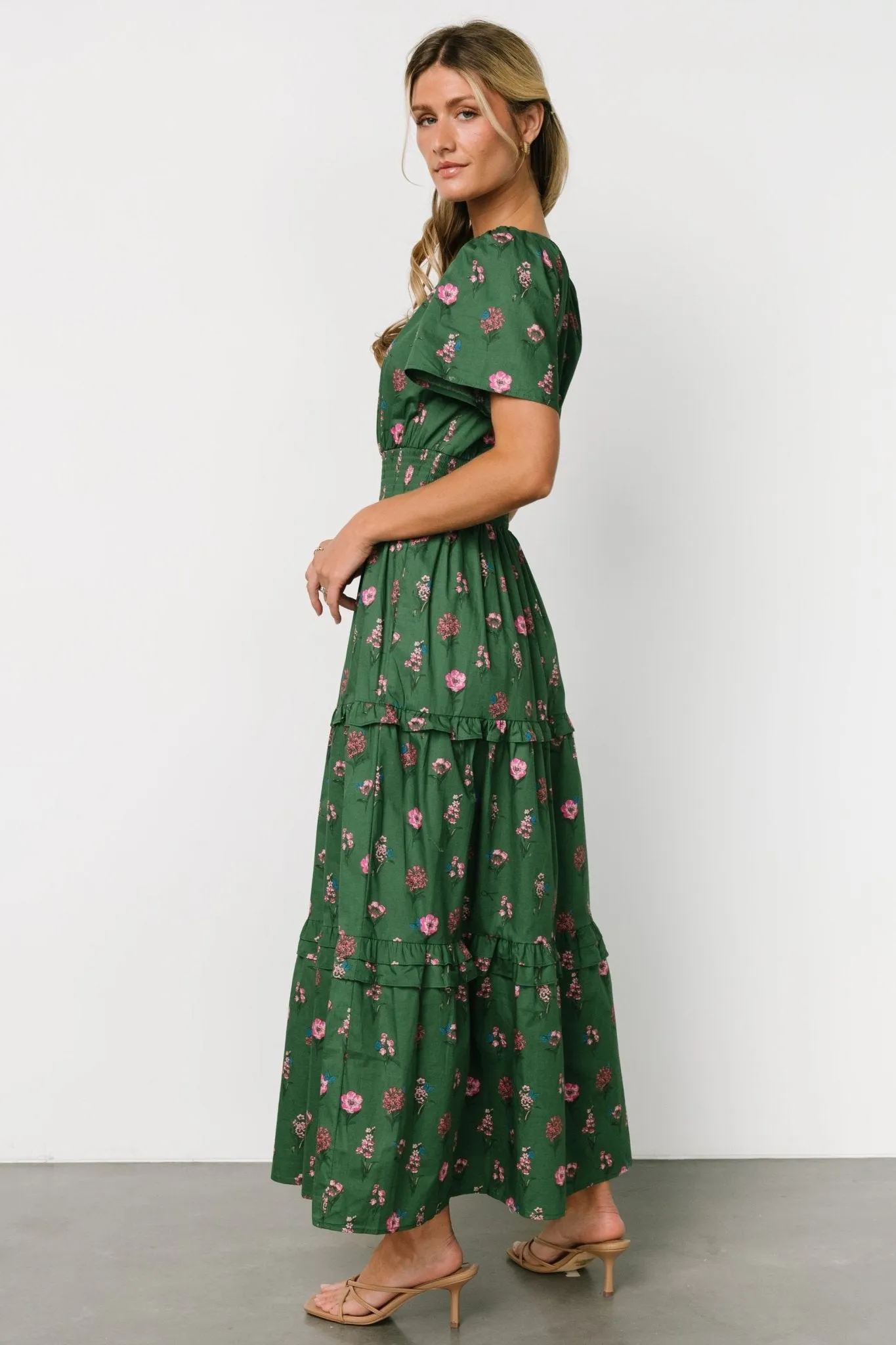 Kiana Poplin Maxi Dress | Green + Pink sold by Baltic Born product image thumbnail 3