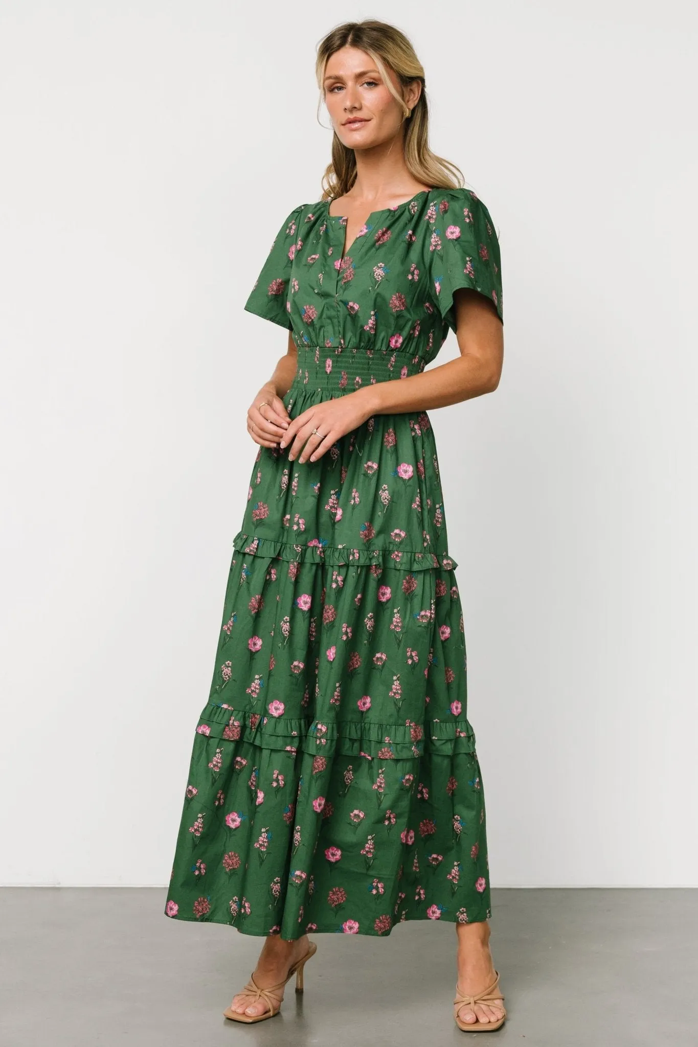 Kiana Poplin Maxi Dress | Green + Pink sold by Baltic Born product image thumbnail 4