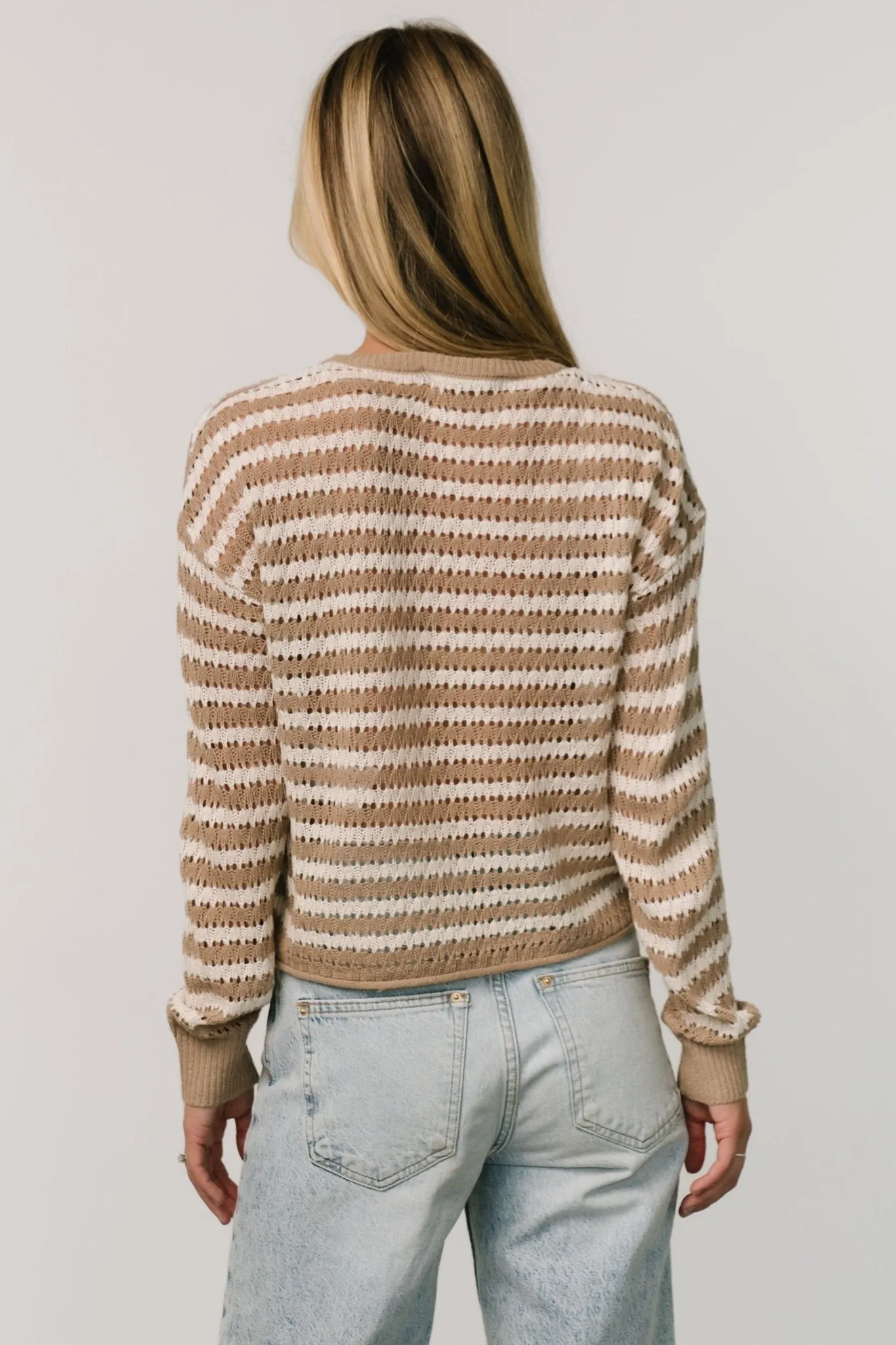 Dawn Open Knit Top | Taupe + Ivory sold by Baltic Born product image thumbnail 4