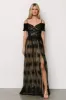 Esperanza Tulle Embroidered Maxi Dress | Black + Nude sold by Baltic Born
